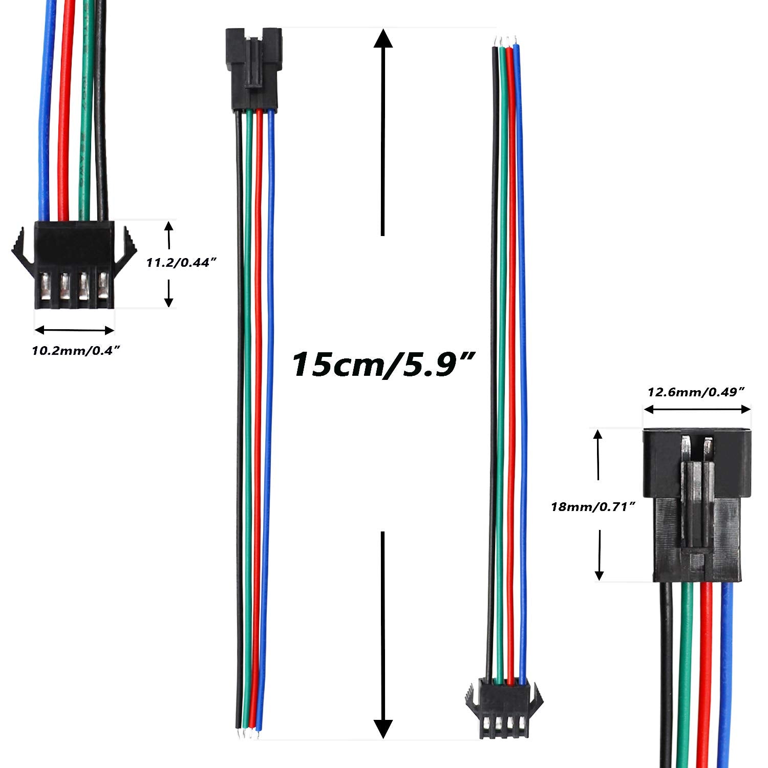 Mxuteuk 20 Pairs 22 Awg Jst Sm Plug 4 Pin Male To Female Led Wire Connector Adapter Electrical Cable 150Mm For Led Strip 5050 35