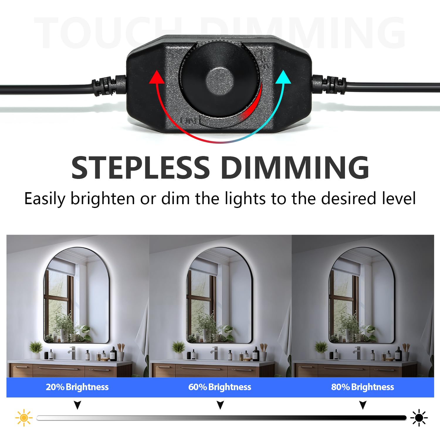 ollrieu Hollywood Style Vanity Mirror Lights, Dimmable Touch Control, 16.4FT LED Strip, Bright White, Model 00011