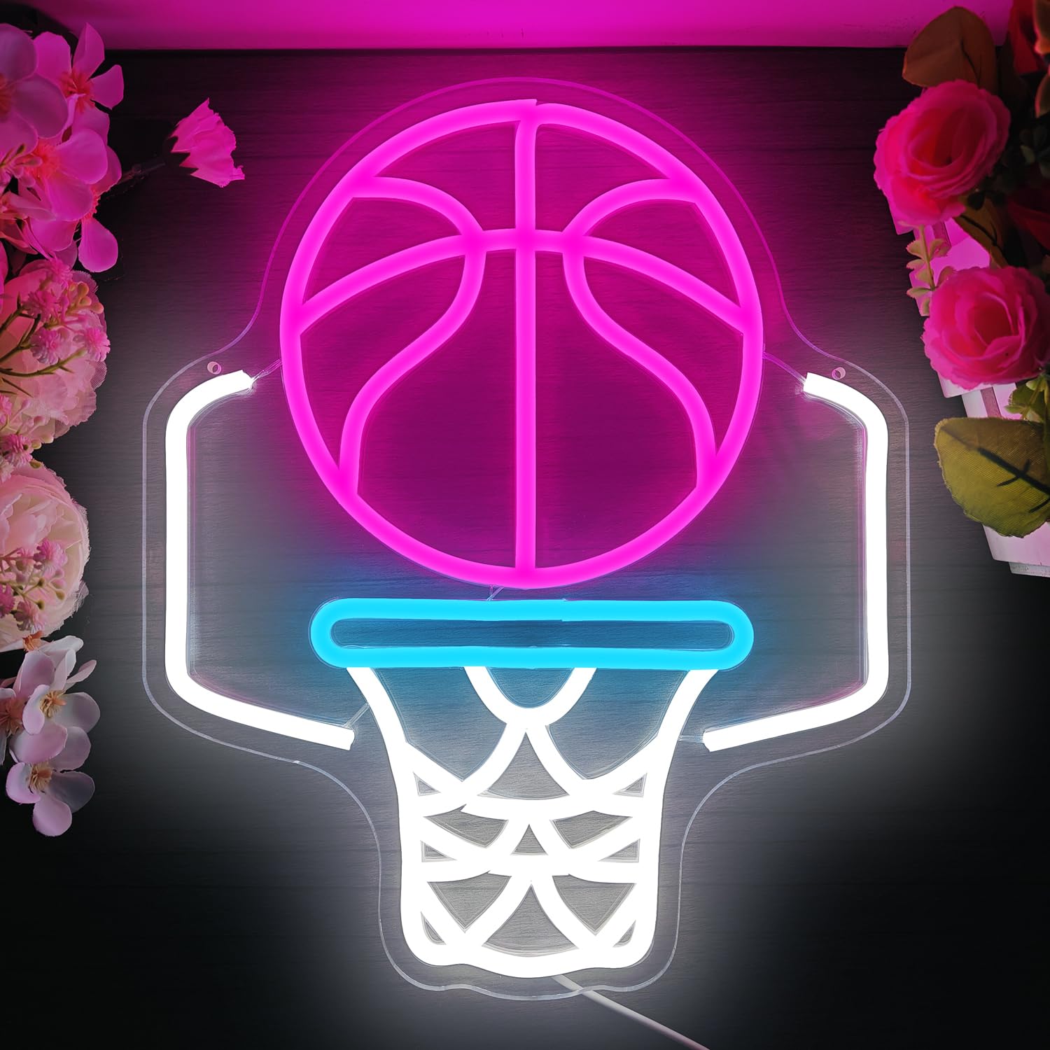 Basketball Hoop Neon Sign for Wall Decor Dimmable Neon Basketball Sign Basketball Neon Sign for Man Cave Basketball Led Sign Neo