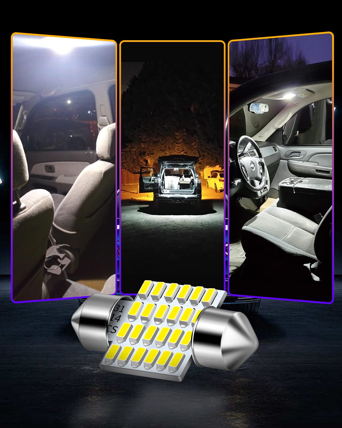 LUYED DE3175 LED Bulbs Xenon White Canbus Error Free 1.25 inches DE3021 DE3022 3175 LED Bulbs for Interior Map Dome Lights and L