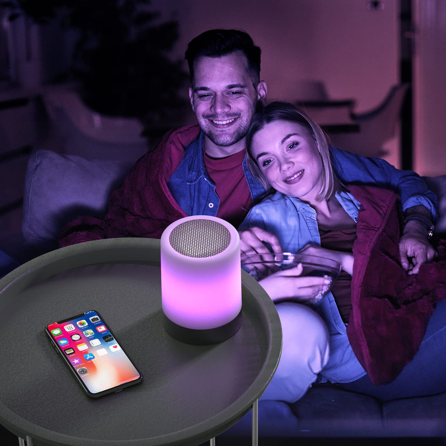 Elecstars Touch Bedside Lamp with Bluetooth Speaker, Dimmable Night Light, Rose Gold, Model ES-PPD-ROSE GOLD