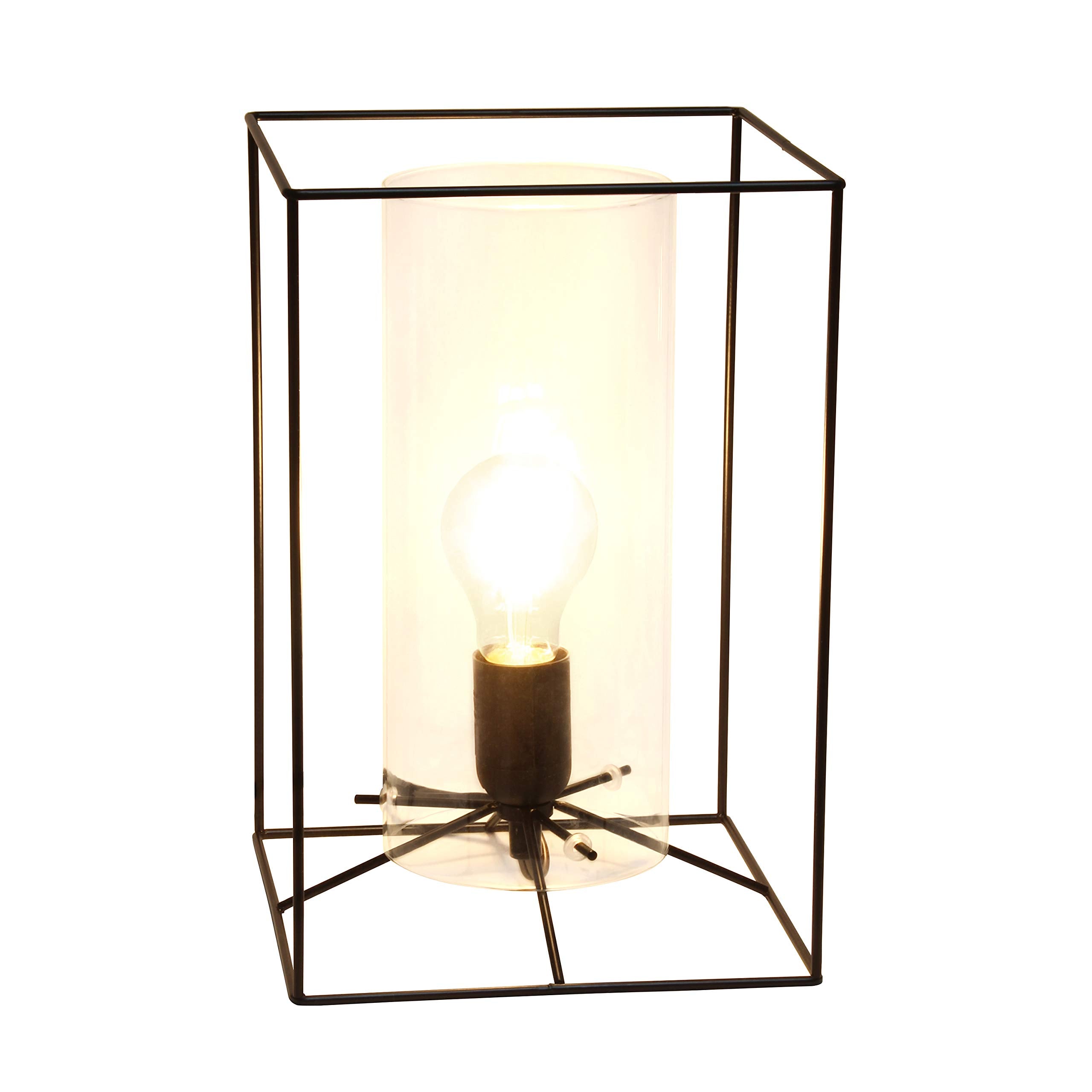 Elegant Designs LT2070-CLR Large Table Lamp, Metal, Black & Clear, 11.8in