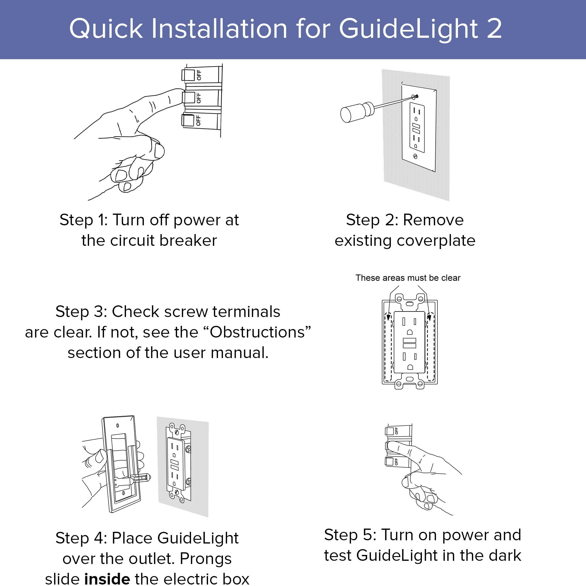 SnapPower GuideLight 2 Night Light for Standard Outlets, Automatic On/Off Sensor, Décor Light Almond, Model Décor-LightAlmond, 10 Pack