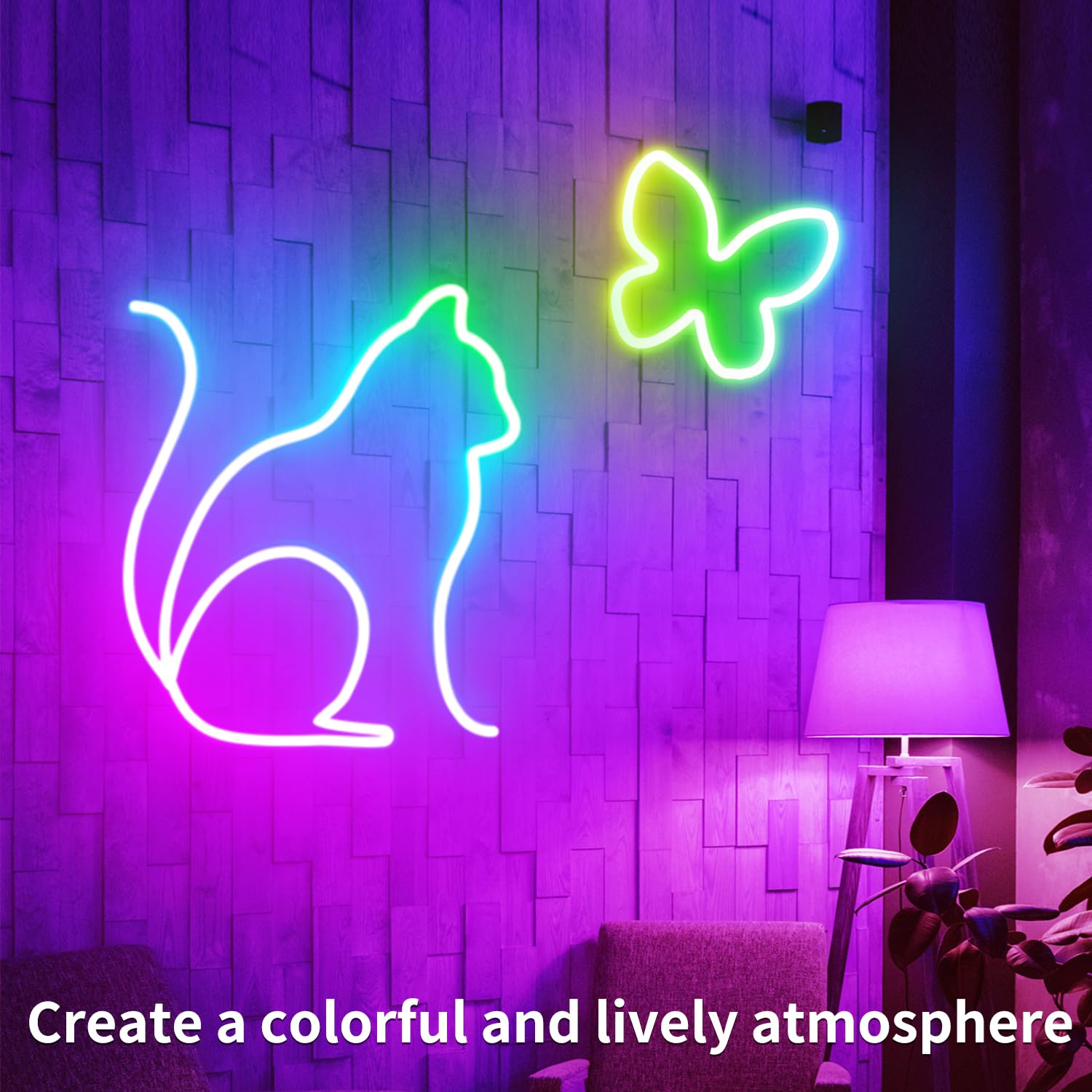 Segrass 16.4Ft Led Neon Rope Lights Remote/App Control Ip65 Waterproof Flexible 24Vrgb Led Neon Lights Music Sync Led Neon Strip