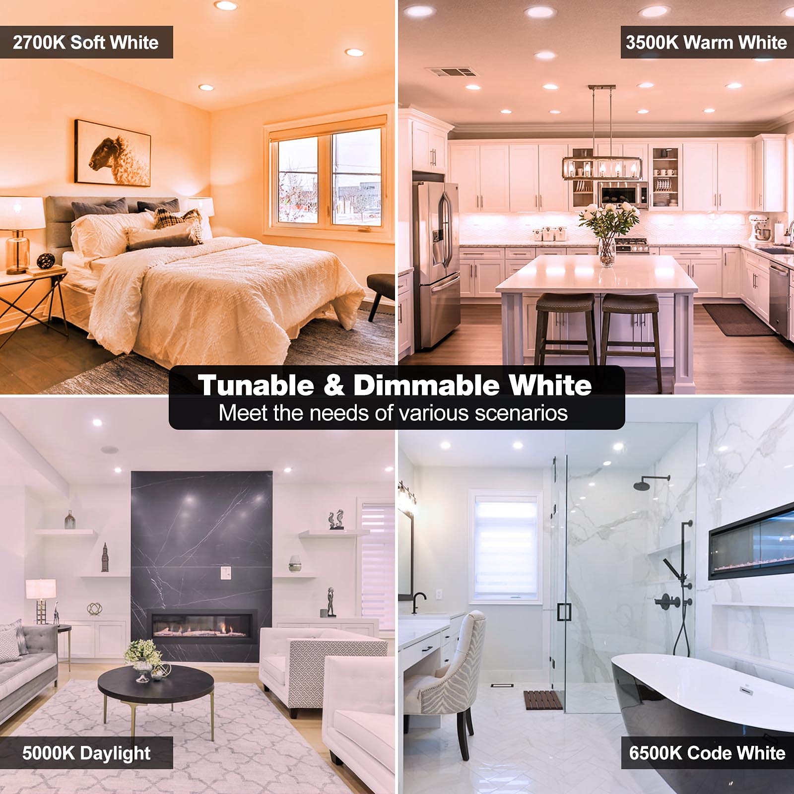 VANANCE 3 Smart Recessed Light 12Pack, Compatible with Alexa Google Home, WiFi & Bluetooth, RGBCW, 2700K~6500K CCT Selectable, D