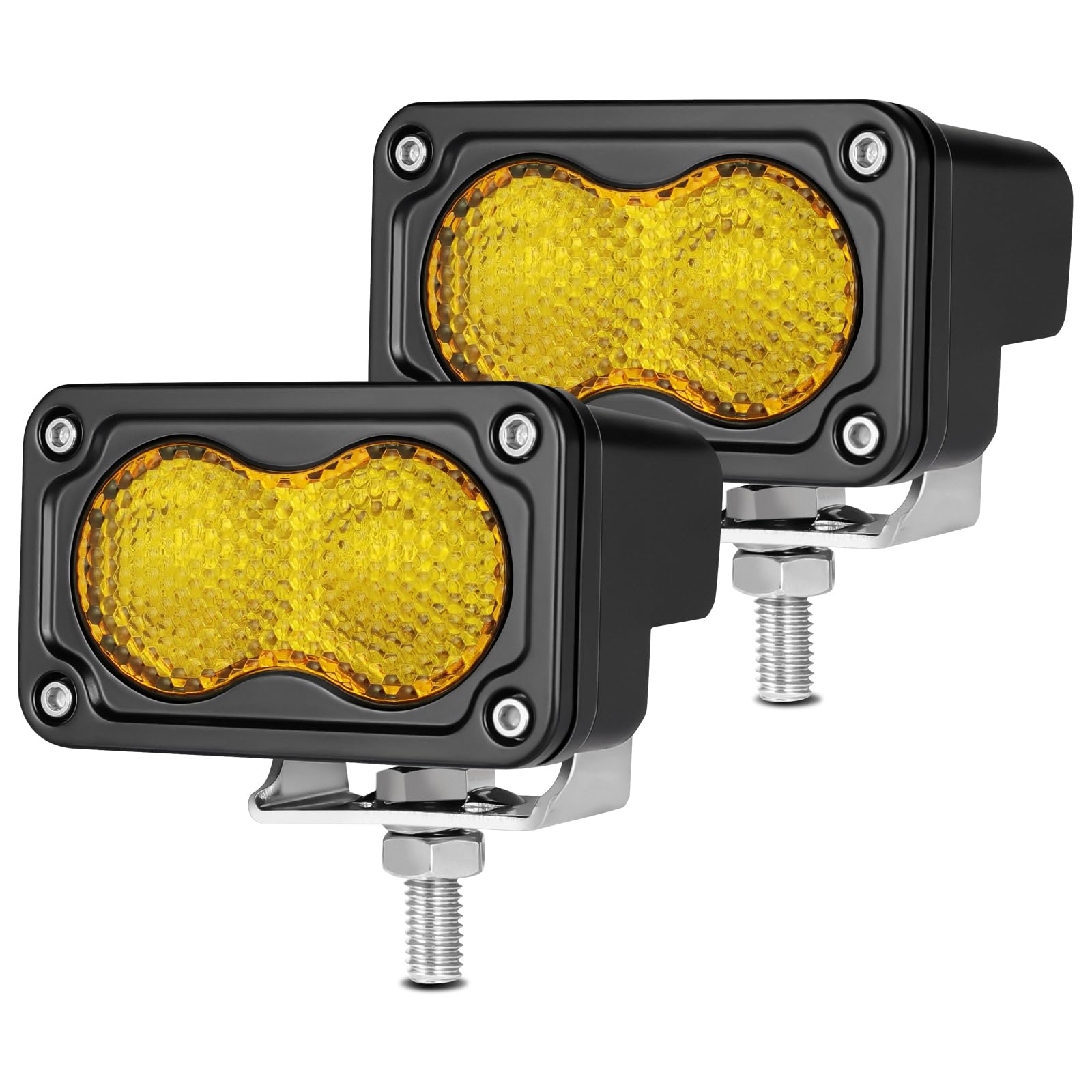 Auto Power Plus 3 Inch LED Pod Light Yellow 2Pcs 40W Off Road Driving Rear Chase Light Bright LED Work Cube Light Waterproof Backup Yellow Fog Light Bar for Truck Pickup ATV UTV SUV Motorcycle Boat