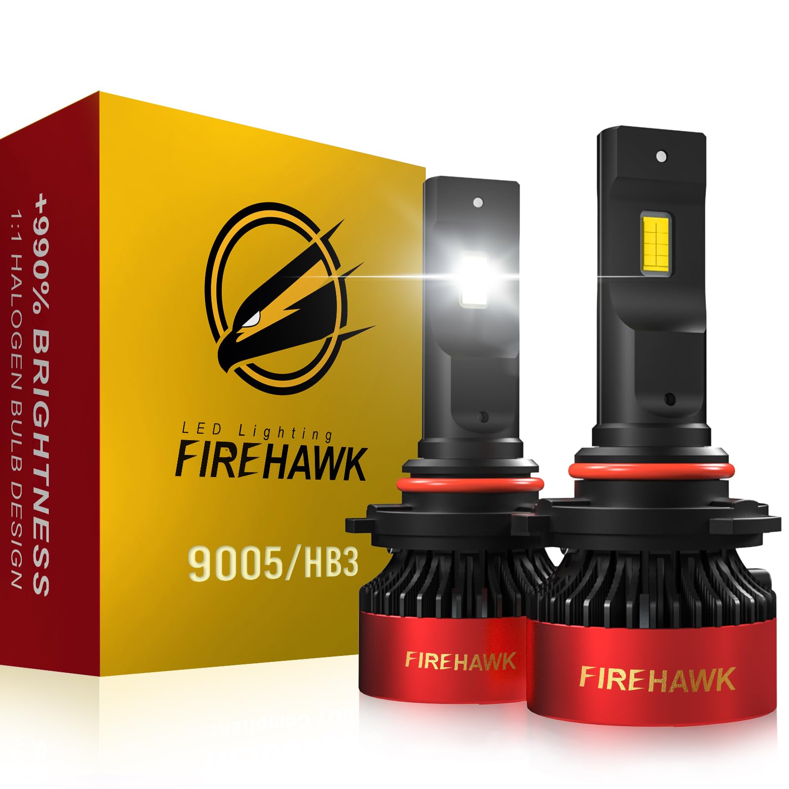 Firehawk LED Fog Light Bulbs 70000LM 6000K Cool White 9005/HB3/H10/9145, Pack of 2