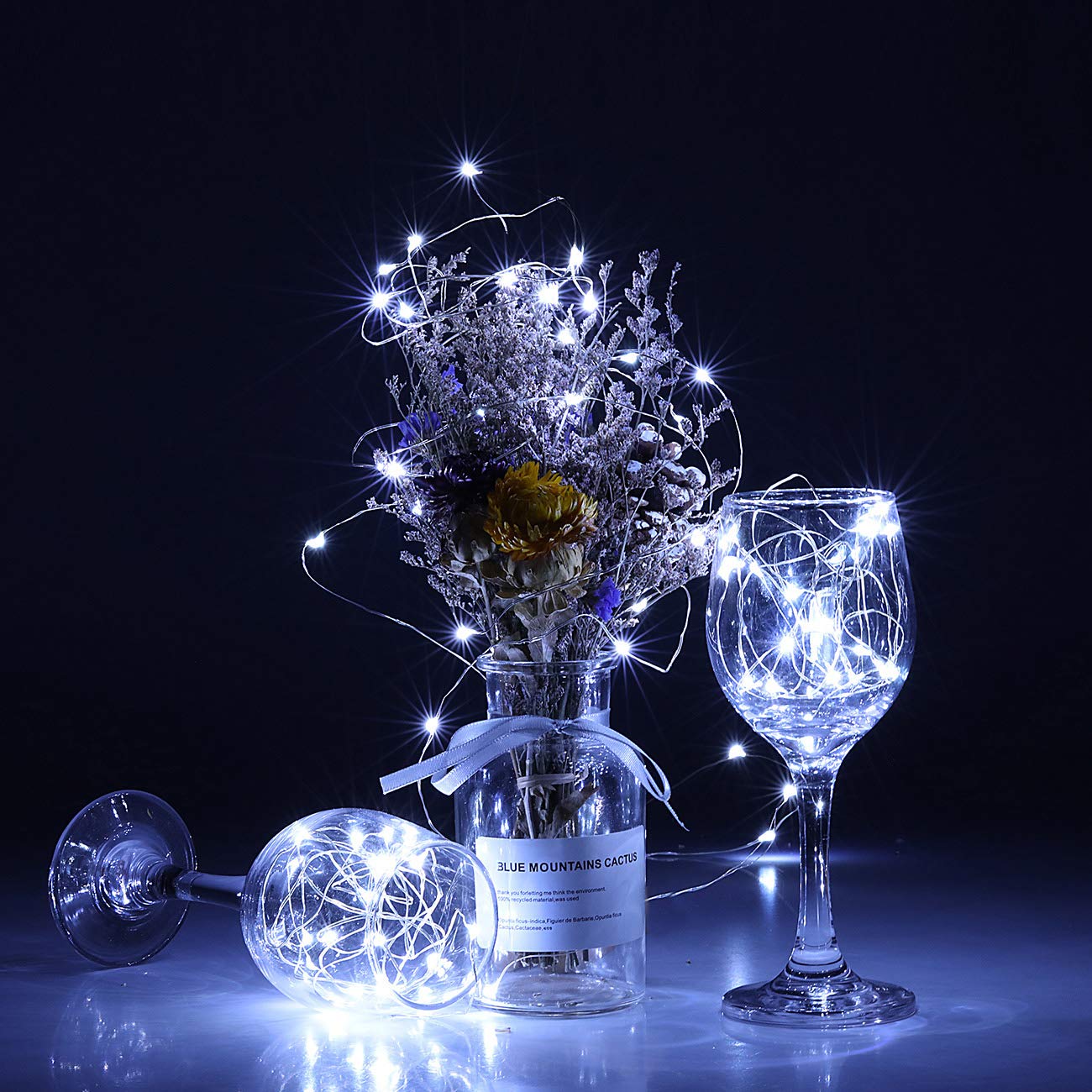 Haosee 20 Pack Fairy Lights Battery Operated,3.3Ft 20 Led Silver Wire Cool White Firefly Lights Mason Jar Lights,Mini Led String Lights For Wedding Mason Jars Party Diy Christmas Decorations