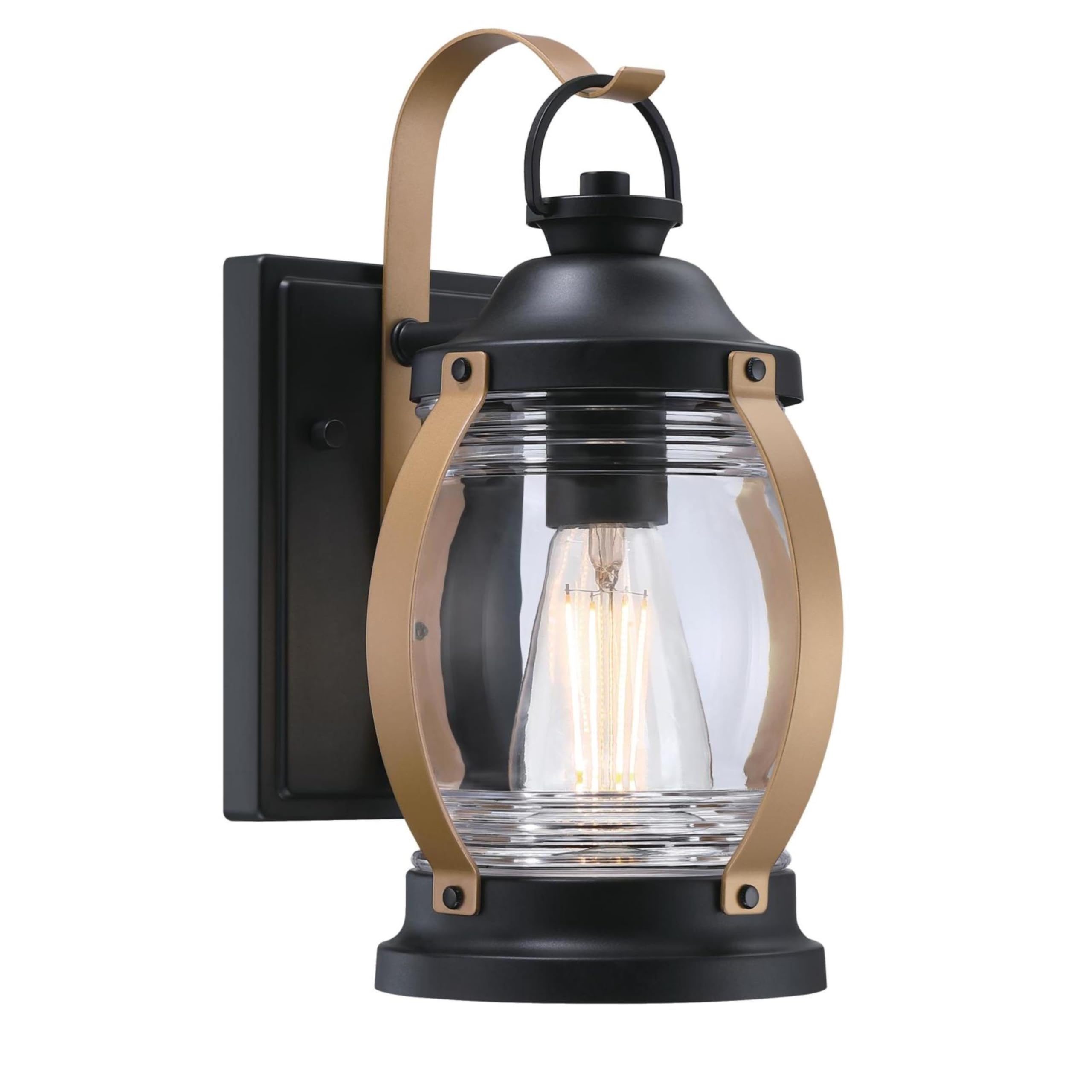 Westinghouse 61391EC Canyon Craftsman-Style One Light Outdoor Wall Fixture with Dusk to Dawn Sensor, Heirloom Brass Finish, Clea