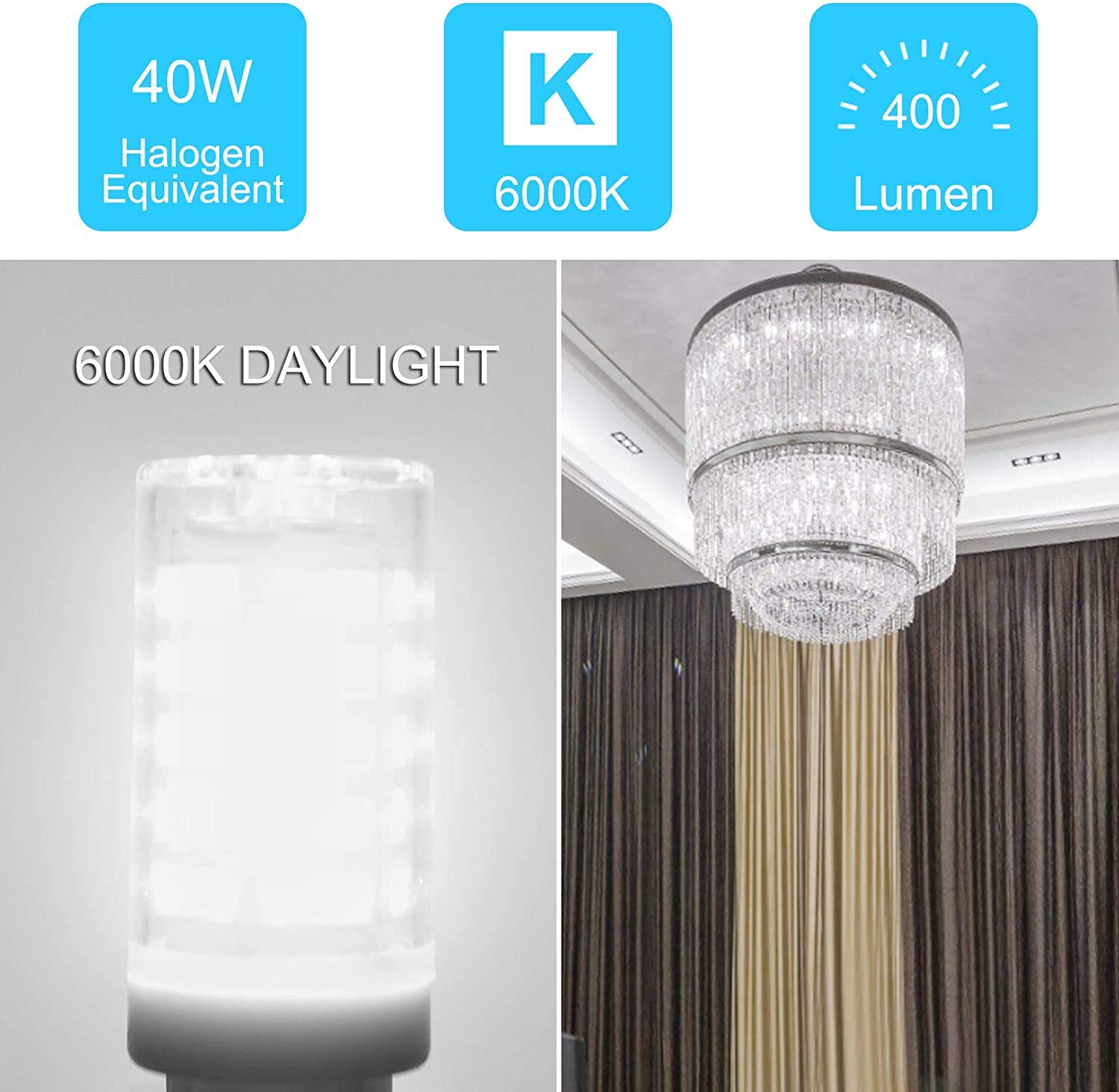 Ohlgt G9 Led Bulbs - 5W Daylight White 6000K, 400Lm, Non-Dimmable