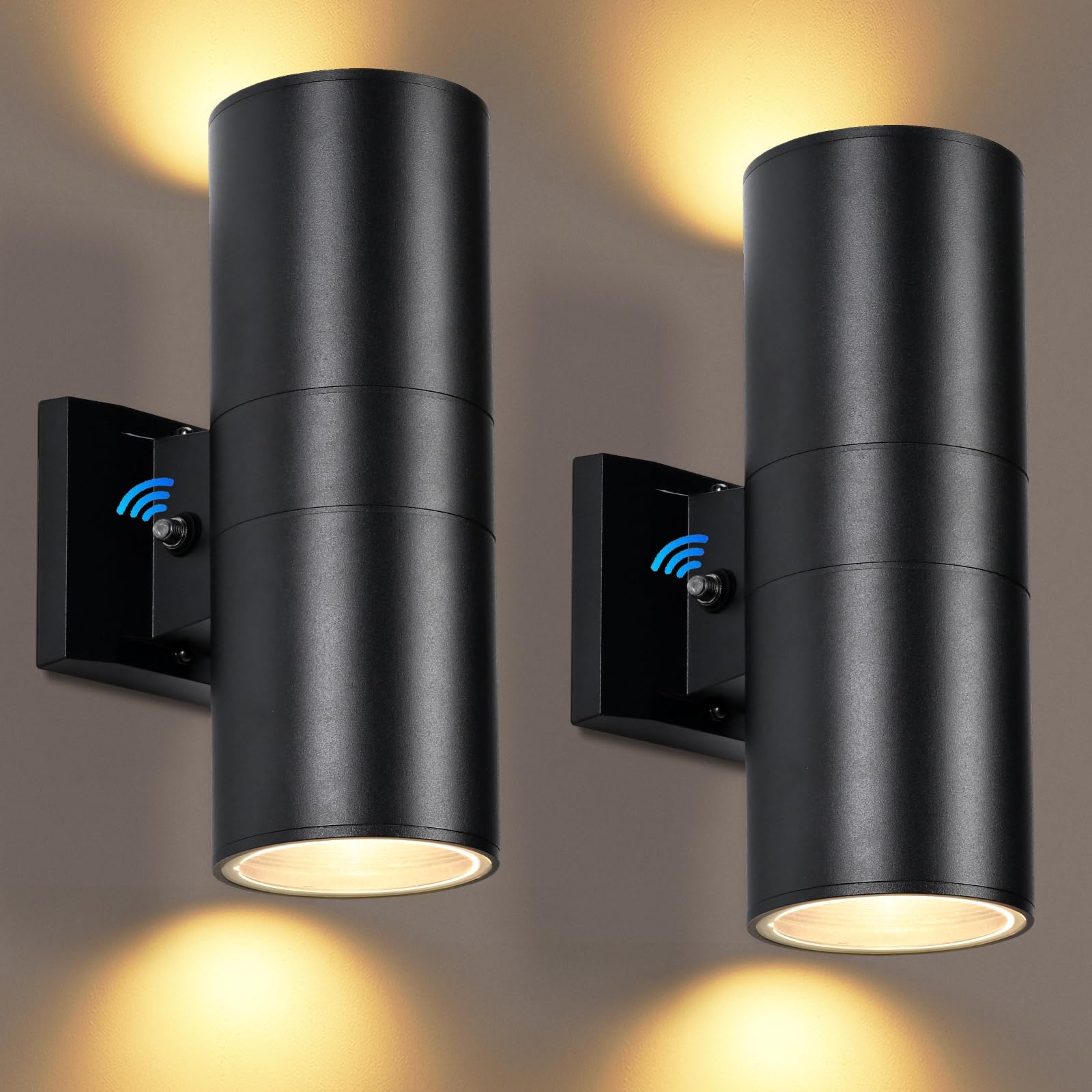 futxnziey Dusk to Dawn Outdoor Wall Lights 2 Packs  Modern Outdoor Porch Lights with Bulbs  Integrated LED Cylinder Exterior Light Wall Mount  Up and Down Lighting Wall Sconce for House Porch Door