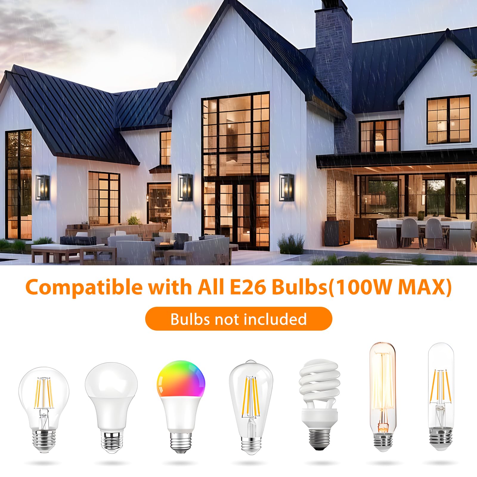 Aibisod 14 Outdoor Wall Lights Fixtures  Black Exterior Lighting Fixtures  Waterproof Outdoor Wall Lantern Modern Front Porch Lights With Clear Glass Coach Lights For Garage  Porch  Front Door 2-Pack