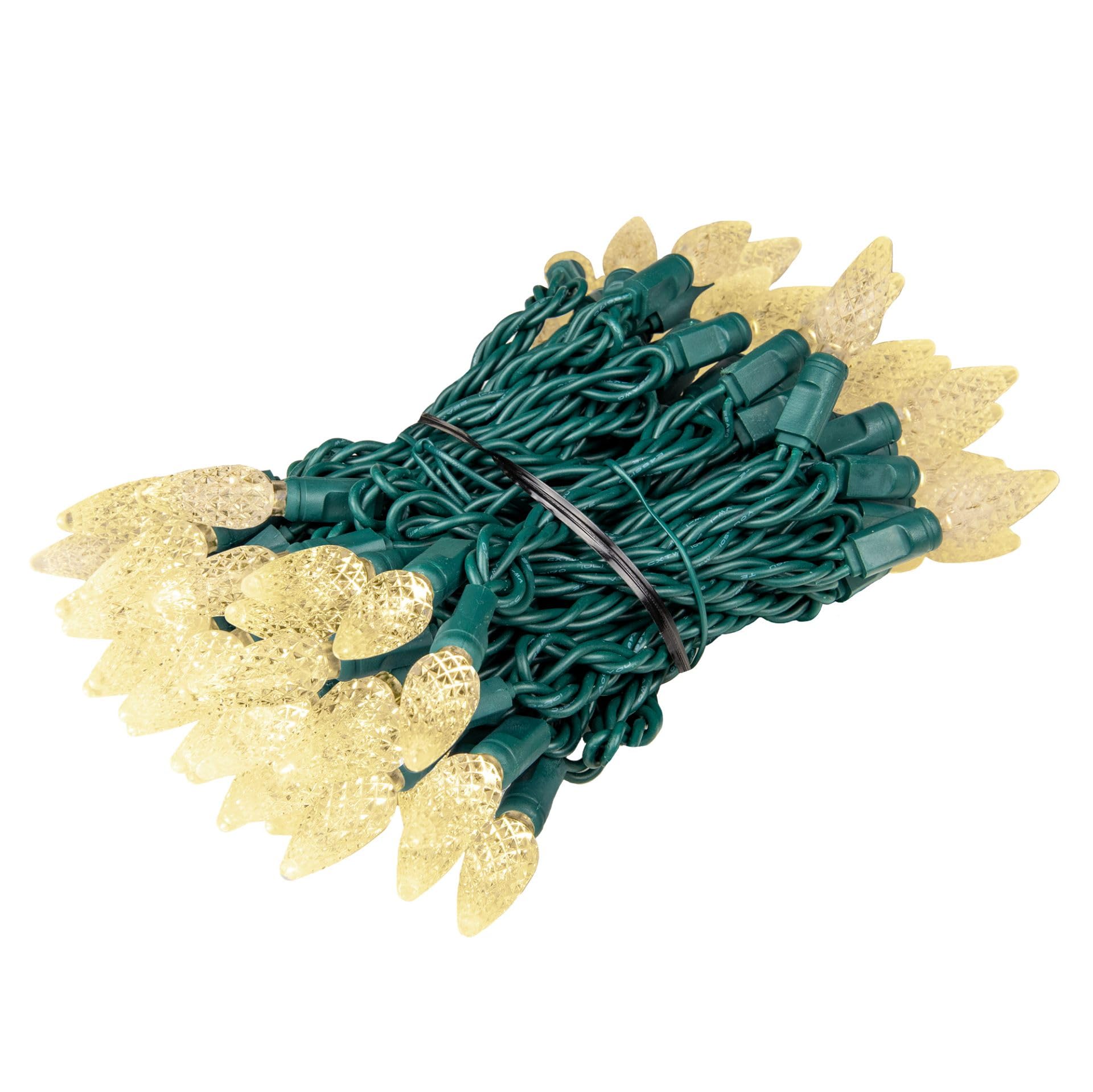 Novelty Lights 24FT C6 LED Christmas String Lights, Warm White, Green Wire, Model MRD-35B-2, Outdoor Decorations