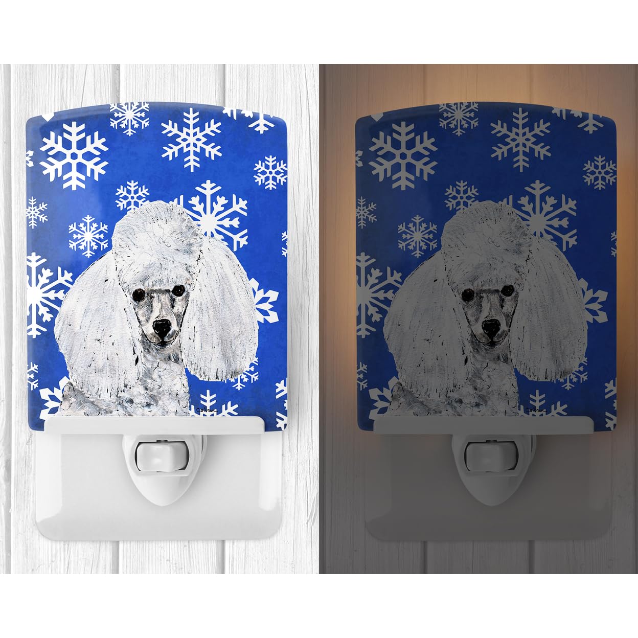 Carolines Treasures Ceramic Night Light, White Toy Poodle, UL-Certified, 6x4x3 inches, Multicolor, Model SC9773CNL