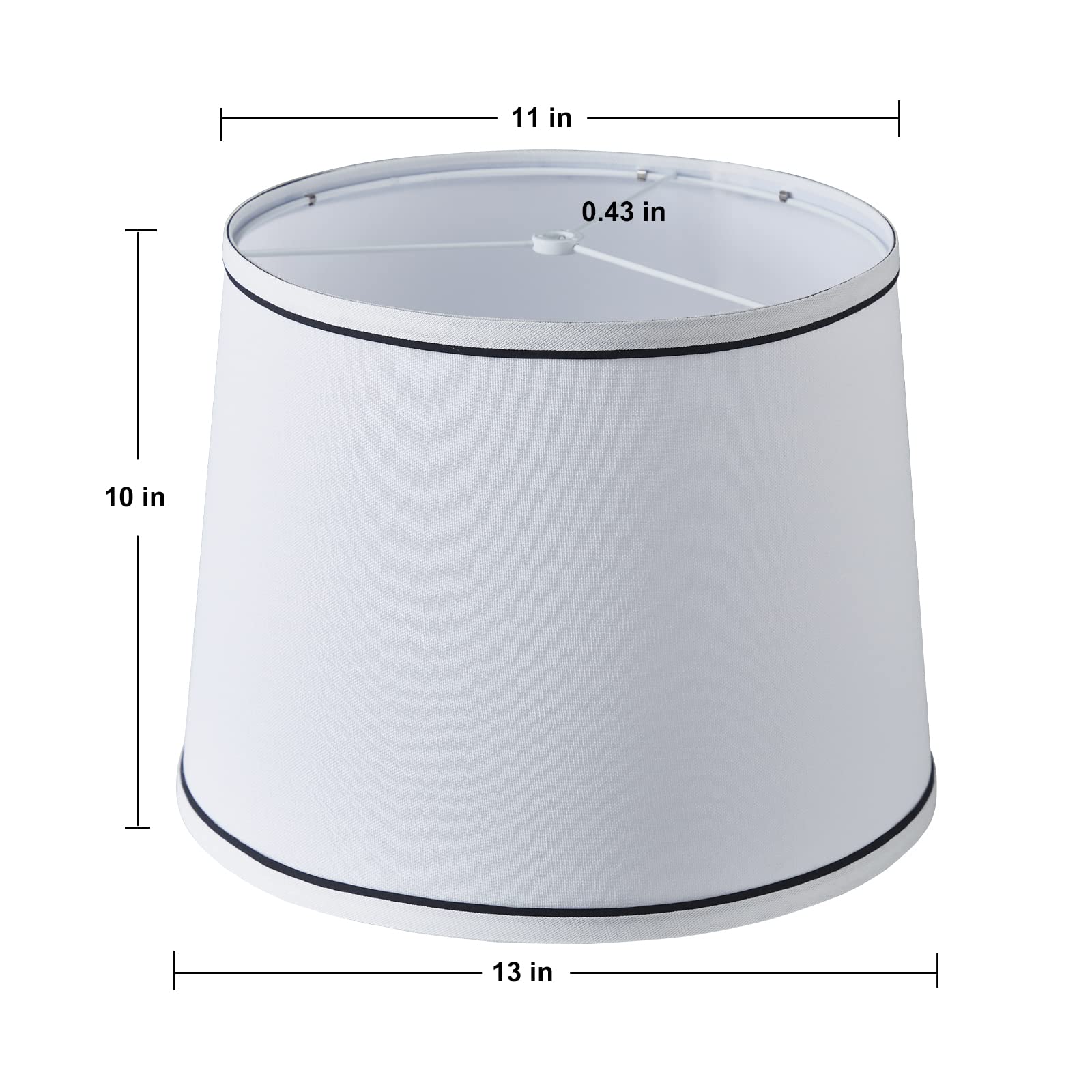 Luvkczc Drum Lampshades Set of 2, Fabric, 13in Top x 11in Bottom x 10in High, White, Model L-31005E