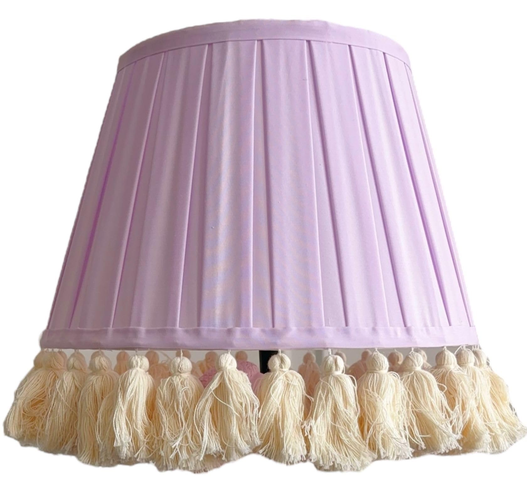 Tristan Home Round Pleated Lamp Shade with Tassels 9 x 14 x 12inches (Lavender)