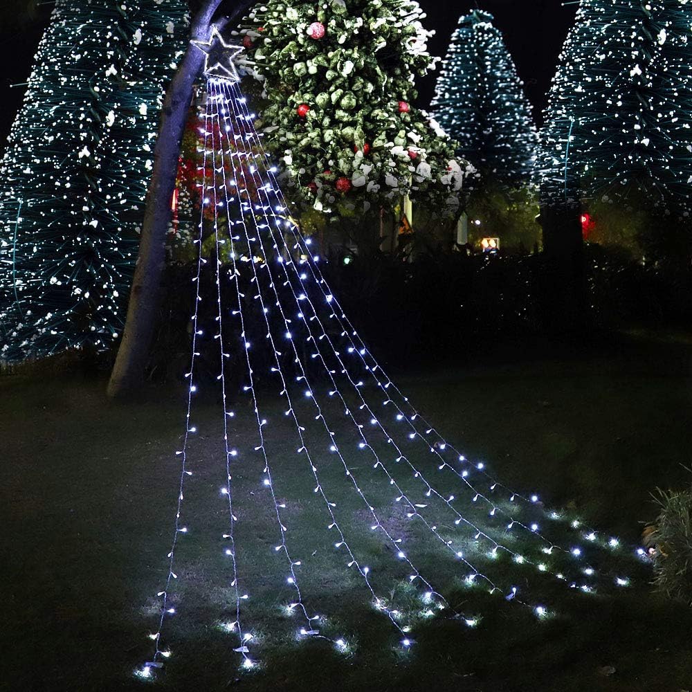 Puhong Christmas Decoration Star Lights Outdoor,320 Led 16.4Ft Christmas String Lights[8 Modes & Waterproof] For Halloween Xmas