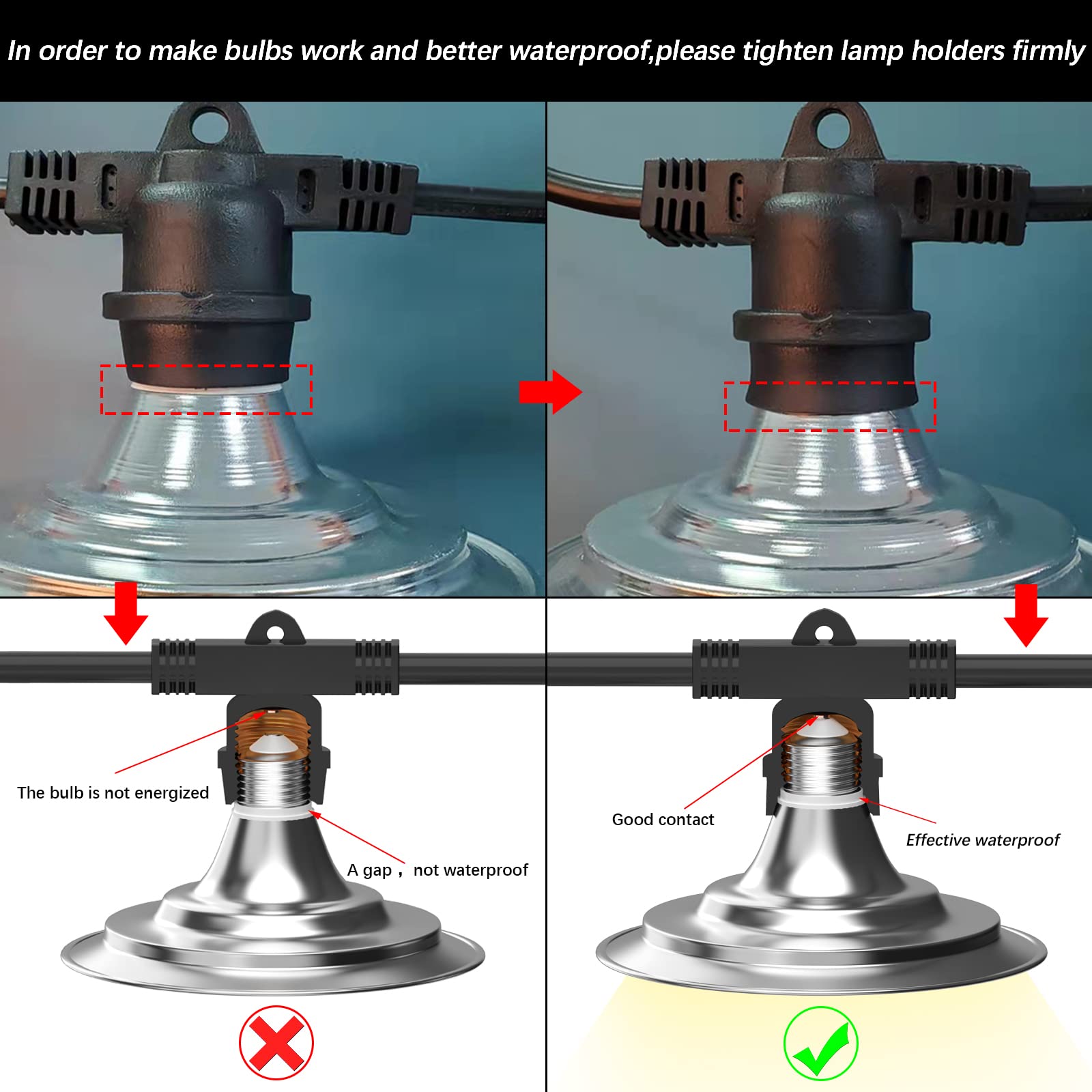 Espird 6-Bulb Outdoor Led Grow Lights, Full Spectrum Waterproof String Light For Greenhouse