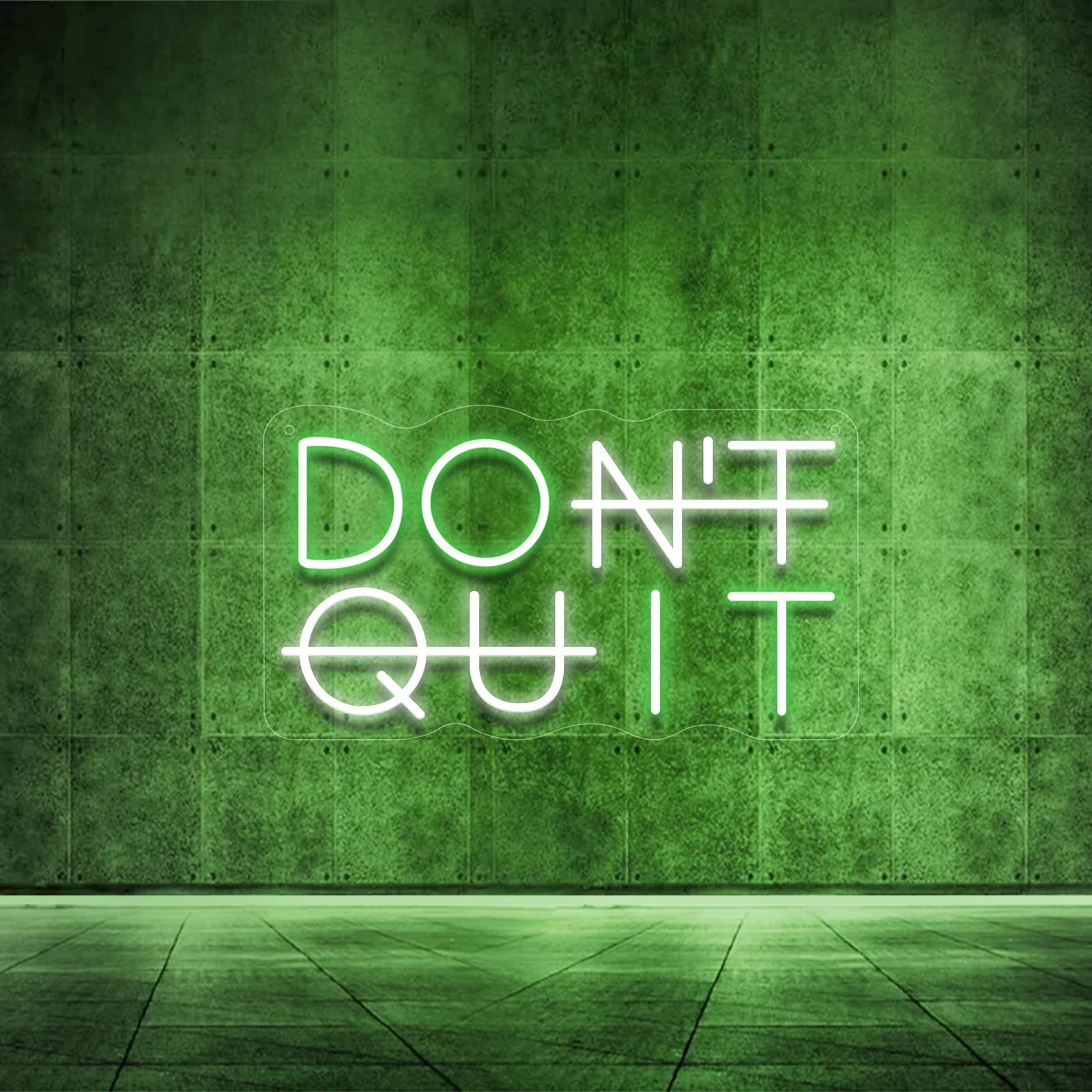 YIKBIK LED Neon Sign - Dont Quit Wall Decor, USB Powered, Green&White Acrylic for Office, Gym, Man Cave, Gamer Room