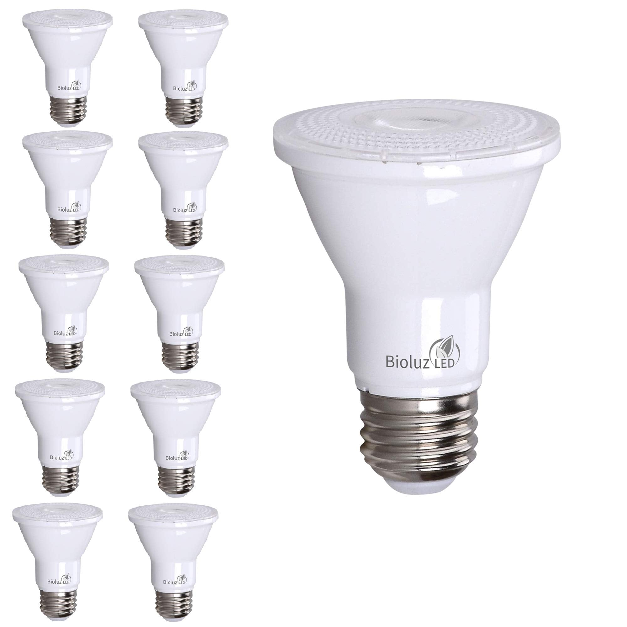 Bioluz LED PAR20 Bulb 10 Pack 90 CRI 5.5W = 75W 5000K Daylight E26 Standard Base UL Listed