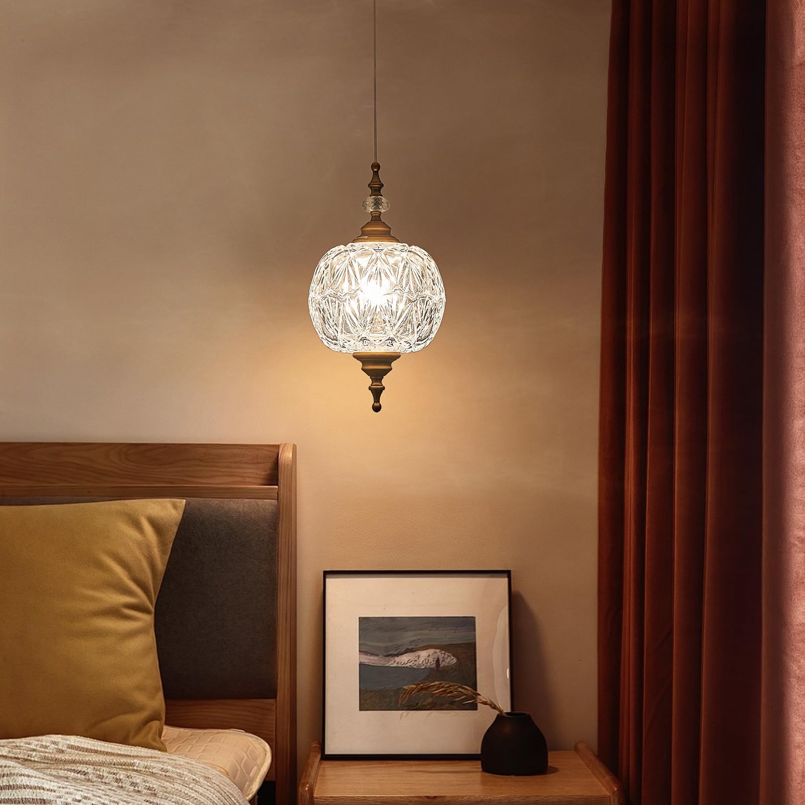 Tlolgt Plug In Pendant Light Fixtures Brass Vintage Pendant Lights Ceiling Pendant Fixtures For Bedroom Living Room Dining Room