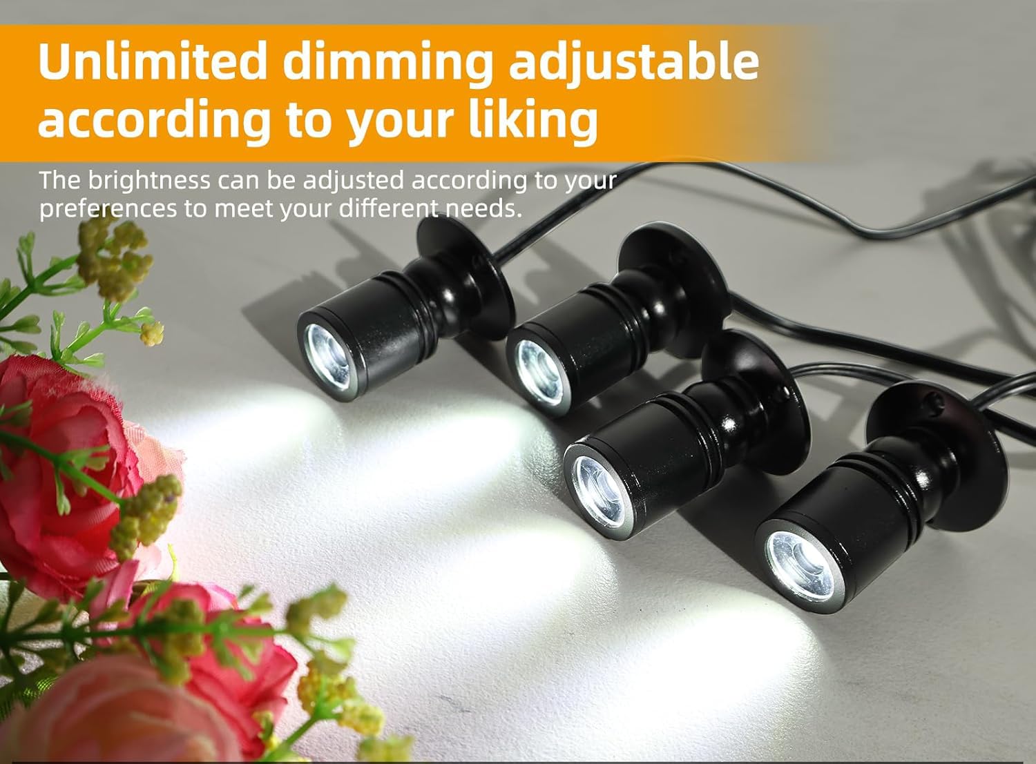 Jorunhe 1.5w LED Mini Surface Mounted Light Jewelry Cabinet Lamp Spotlight with Online PWM Dimmer (Pack-6,Cold White 6000k)