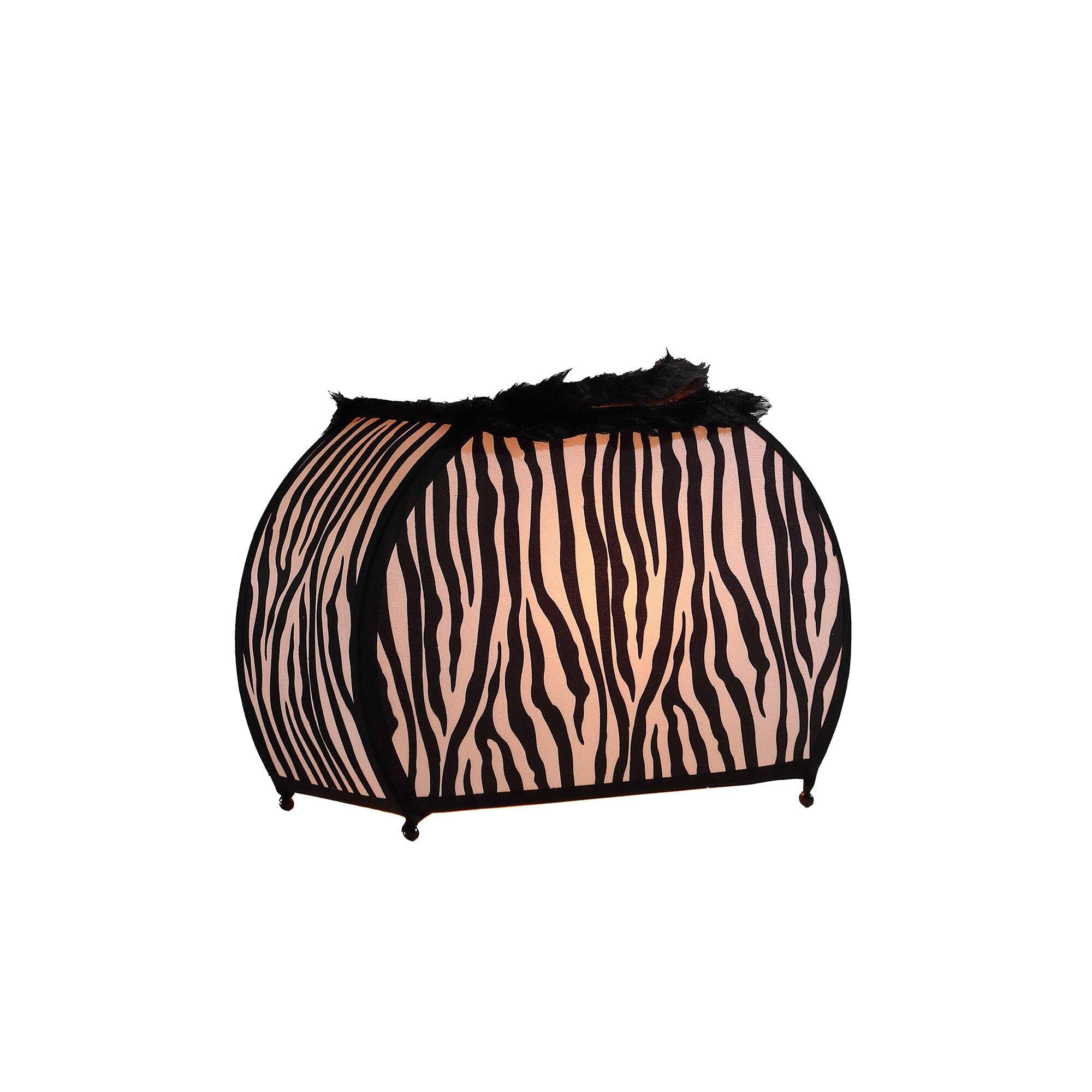HomeRoots Table Lamp - Black & White Funky Zebra Pattern, Model 524254, 11.75 x 5 x 12 in.