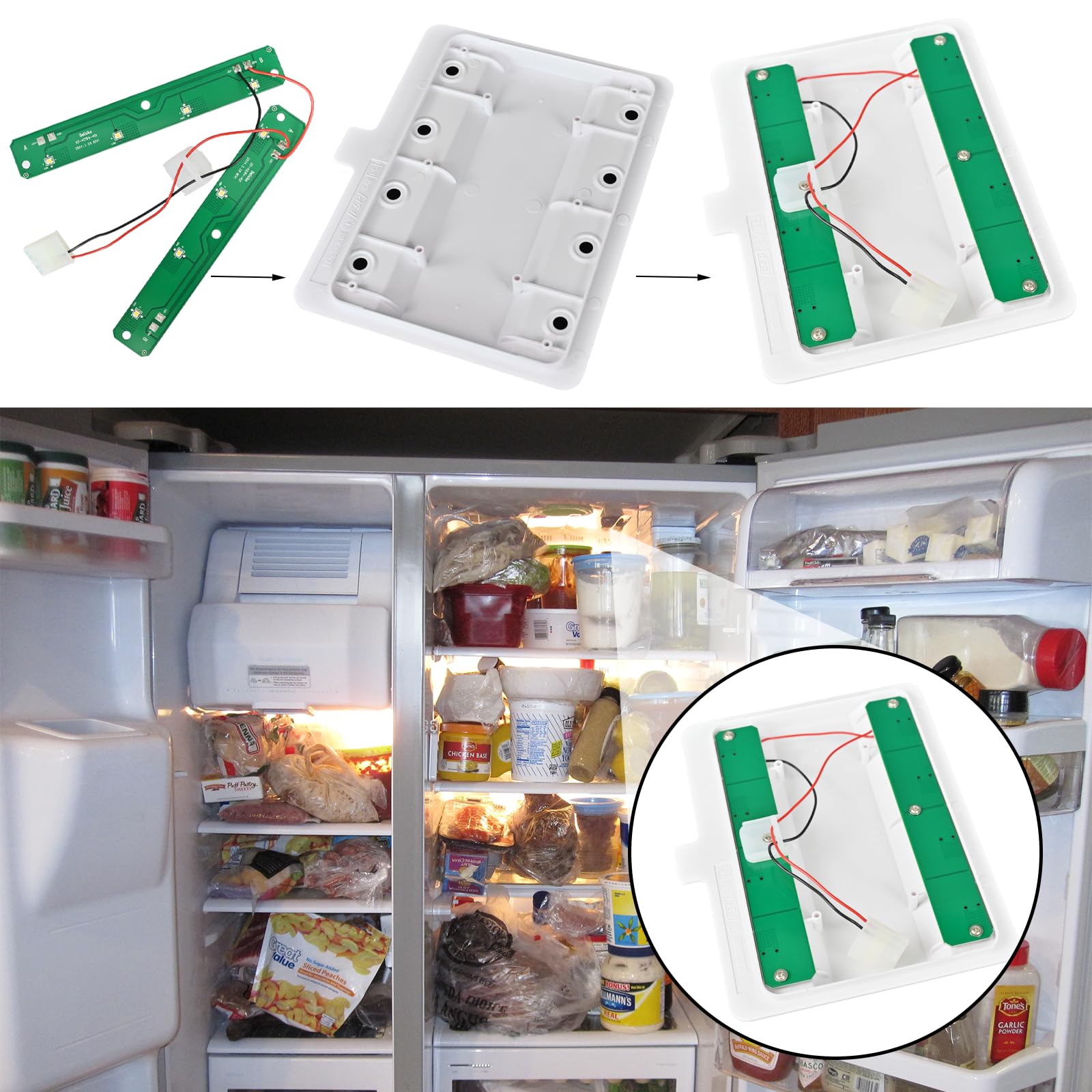 Delixike W11043011 Refrigerator LED Light - Compatible with Kenmore, Maytag, Whirlpool - Green, Plastic, Replaceable Model EAP12070396