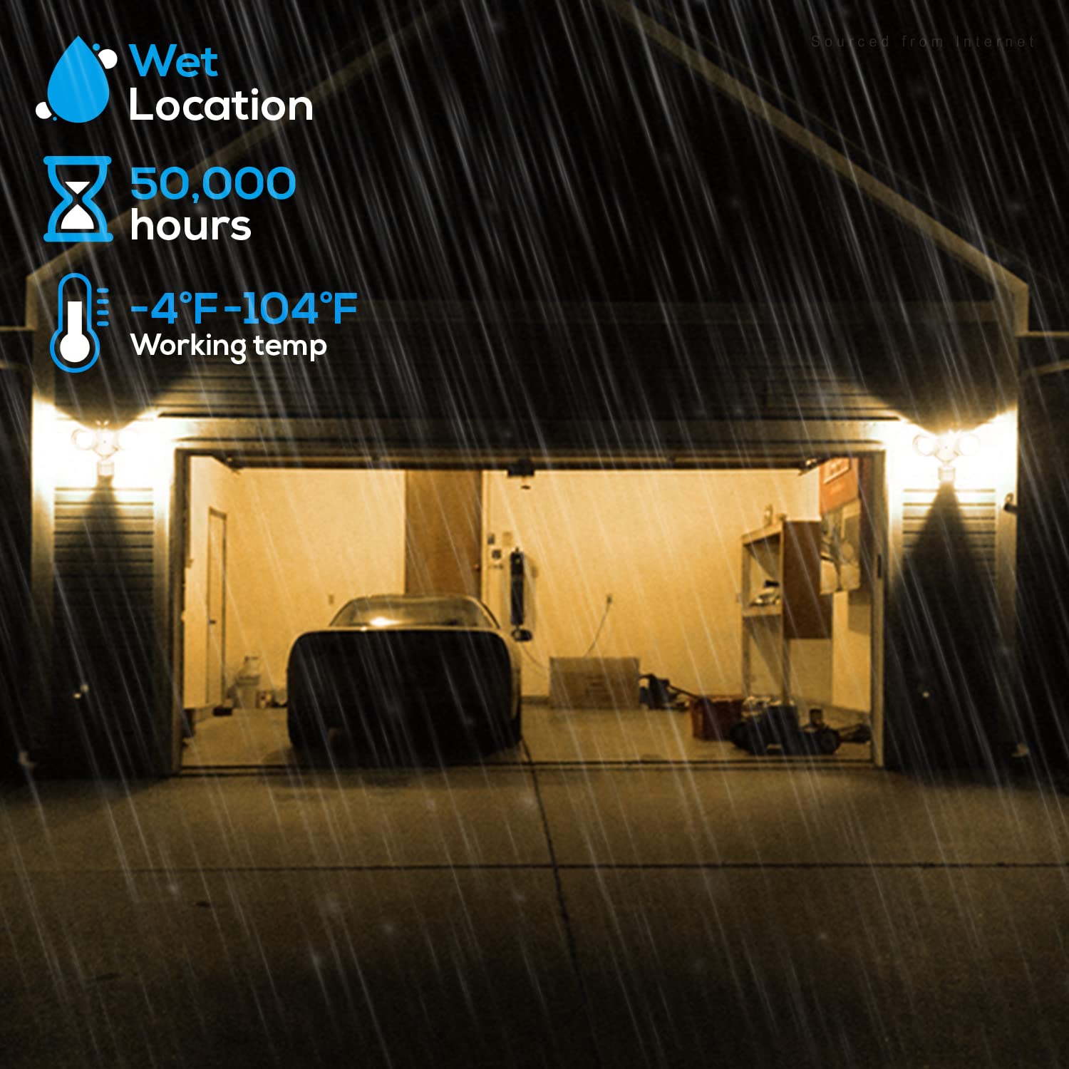 LEONLITE Motion Sensor Flood Light, 1400lm, Adjustable Dual Heads, IP65 Waterproof, Aluminum, Warm White 3000K, Model ZH3SCT-20WRSS