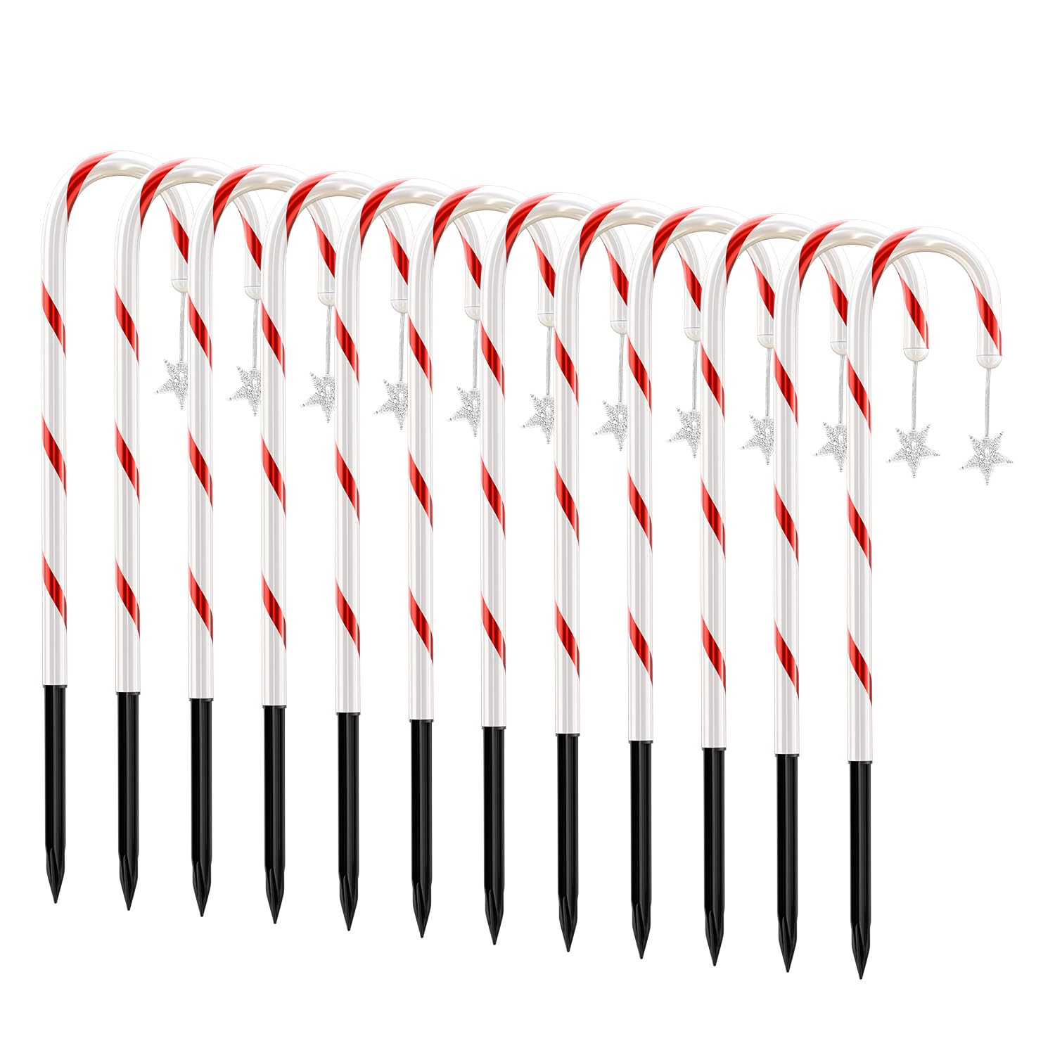 Anordsem Solar Christmas Decorations Outdoor: 21 Candy Cane Stake Lights 12 Pack - Waterproof Led 8 Colorful Lighting Models For Yard Garden Pathway Xmas Decor - 2026 New Year Gifts For Homeowners