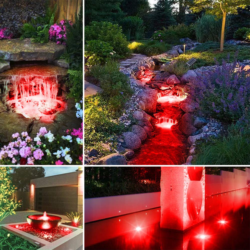 PChero Submersible Solar Pond Light, RGB LED Spotlights, IP68, 3 Lamps, Plastic for Fountain, Pool, Garden