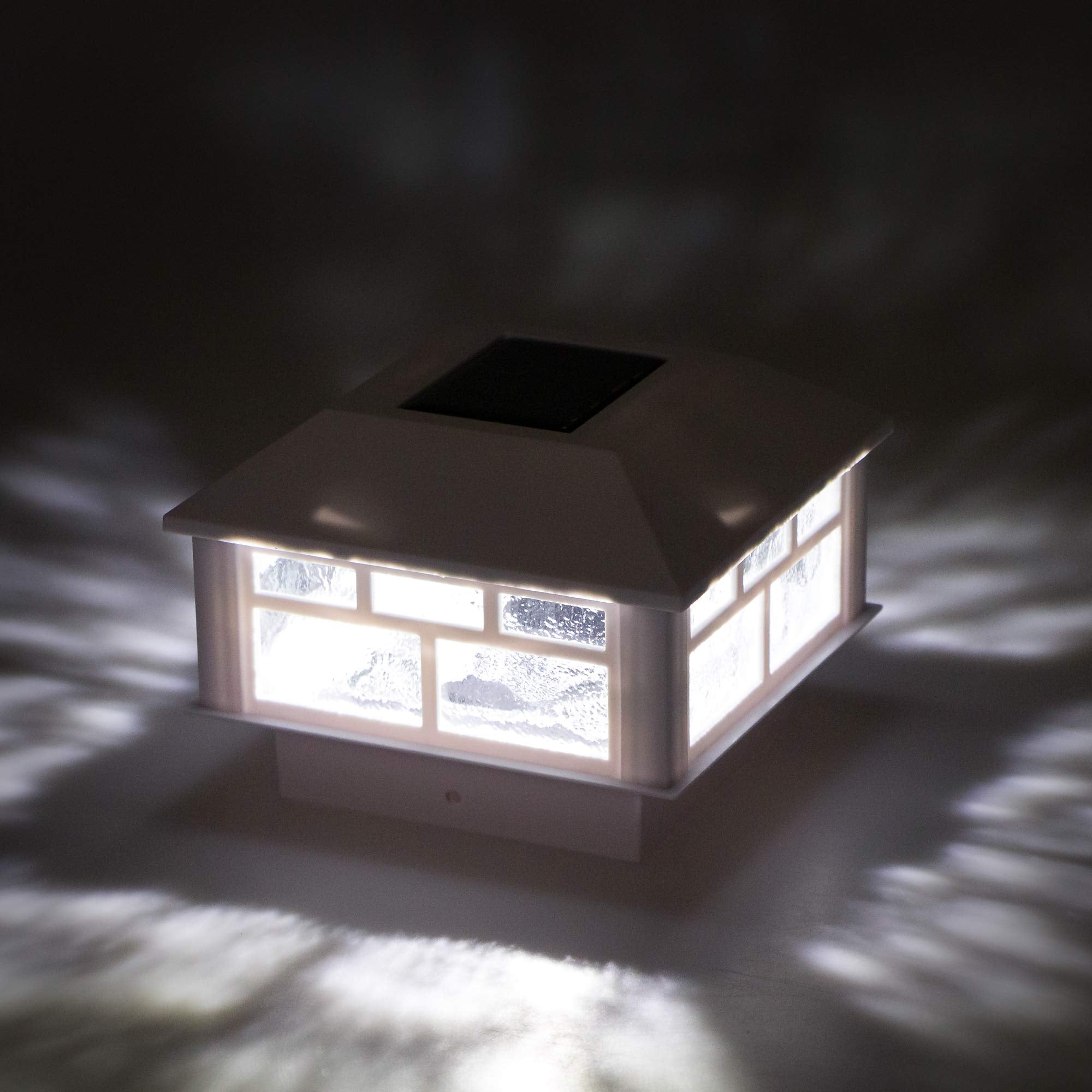 GreenLighting Solar Post Cap Lights, 4x4 & 5x5 PVC/Vinyl, Waterproof, Bright LED, White, 4 Pack, Model TN-1222605