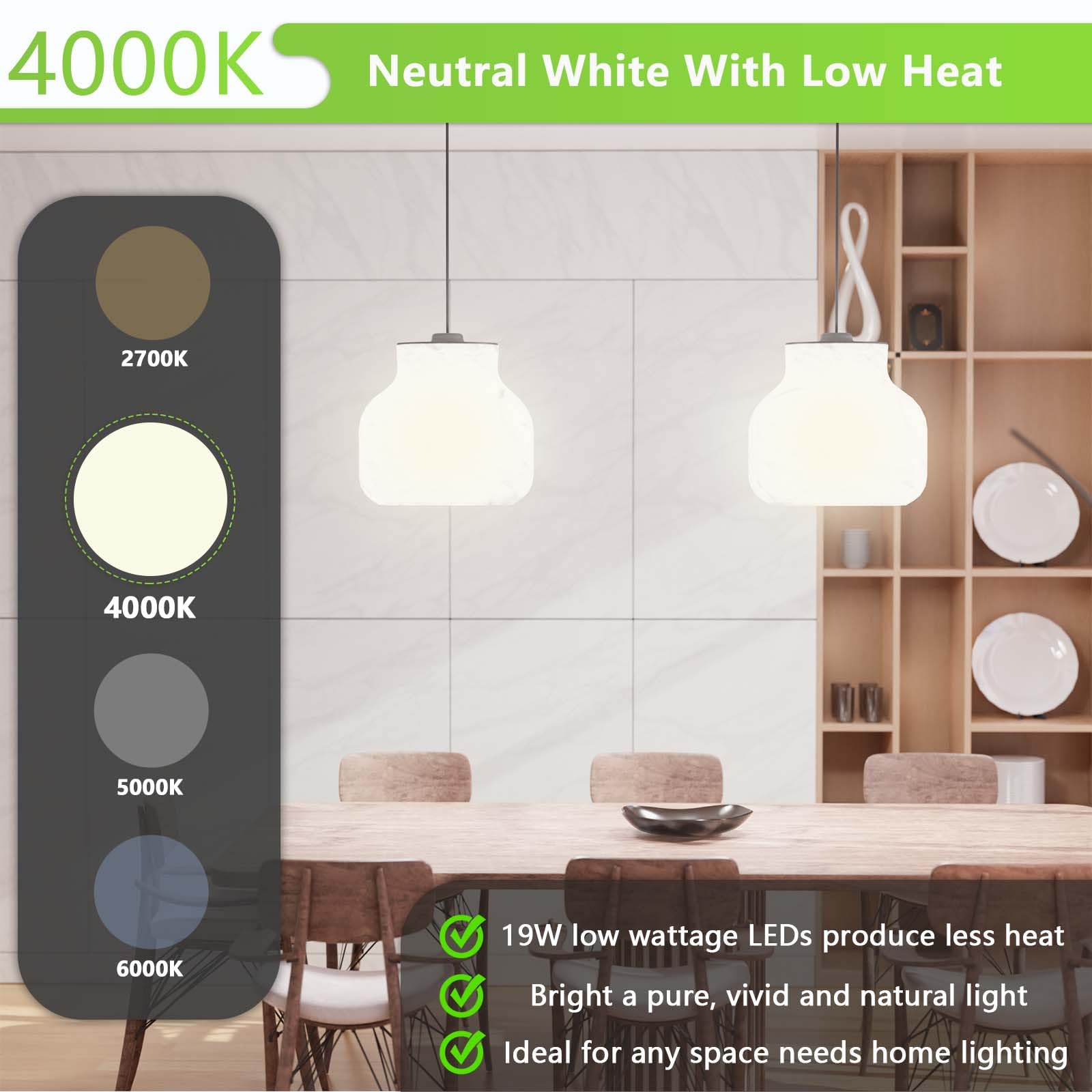 Maylaywood A21 Led Light Bulbs, 150 Watt Equivalent, Neutral White 4000K, 2600Lm, E26 Base, Non-Dimmable, 19W Bright White Led B