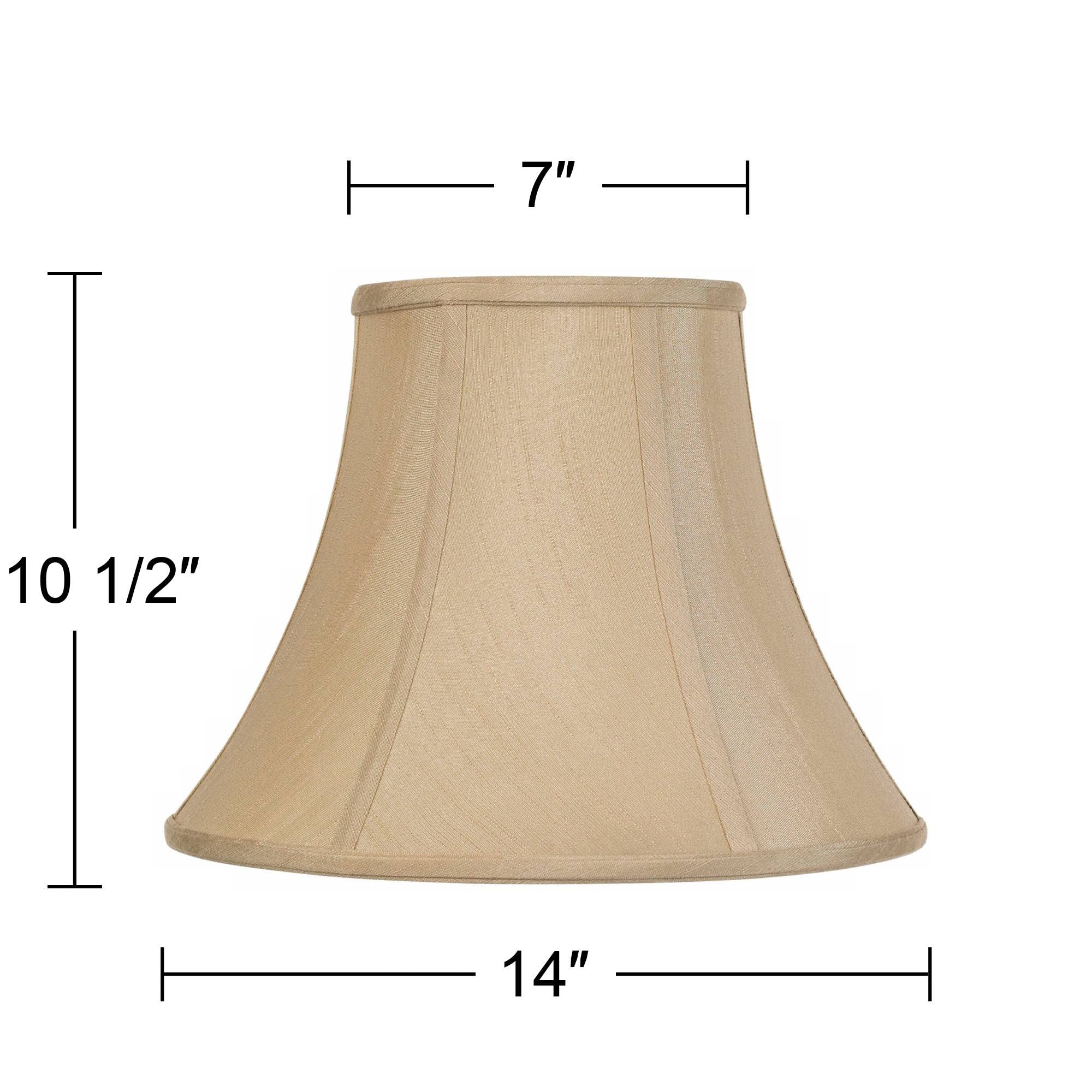 Taupe Medium Bell Lamp Shade 7'' Top X 14'' Bottom X 11'' Slant X 10.5'' High (Spider) Replacement With Harp And Finial - Spring