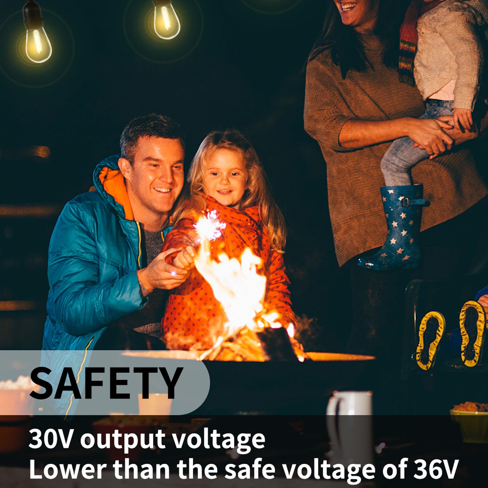 Lukasumi 52Ft Led Outdoor String Lights, 15 Waterproof Vintage Edison Bulbs For Patio & Garden