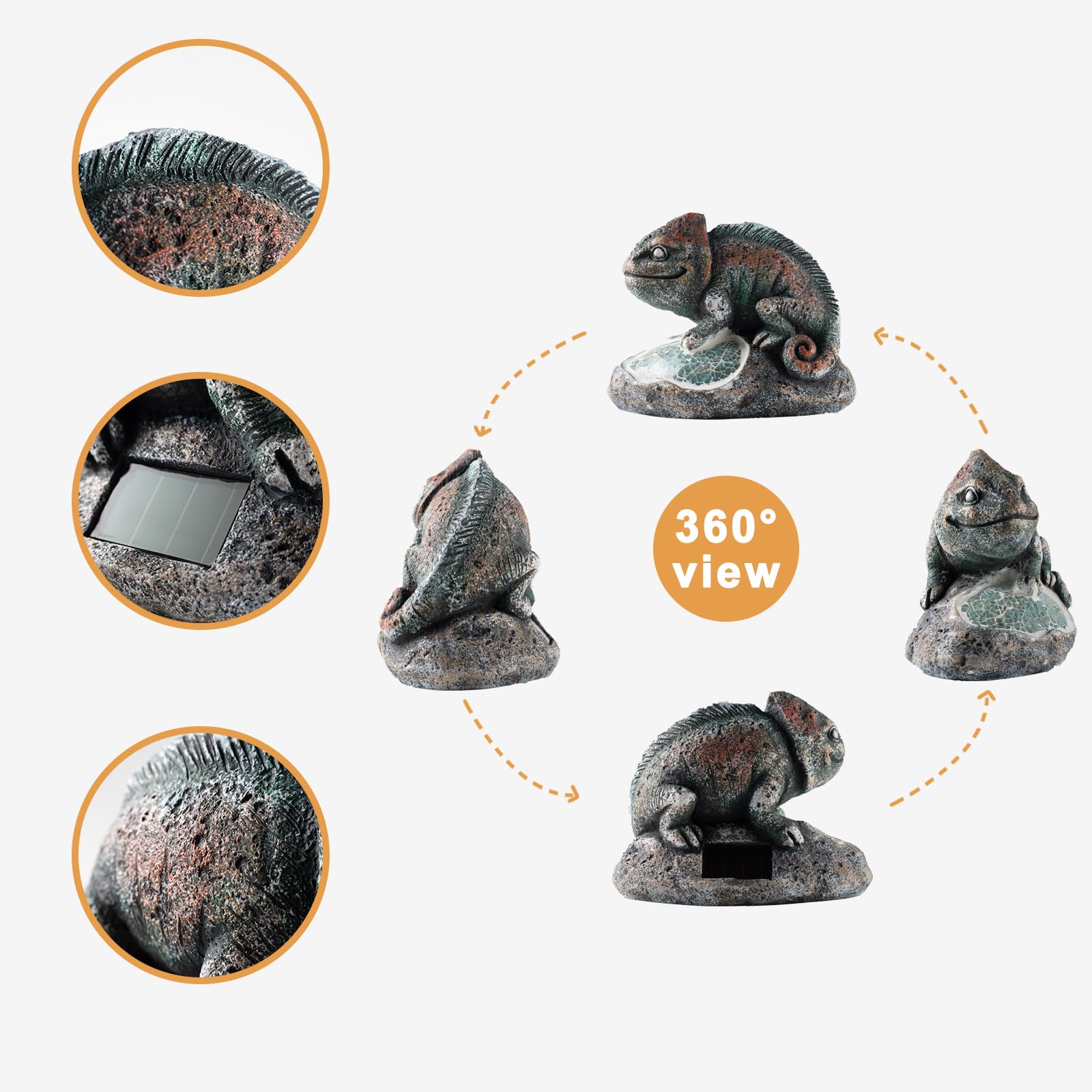 Rezpuao Garden Statue Chameleon,Solar Chameleon Decor For Outdoor,Resin Chameleons Figurine With Solar Light For Patio,Balcony,Y