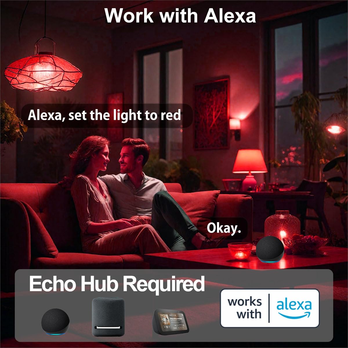 ILC G25 Globe Light Bulbs, App-Controlled, 600LM, 6W, 2700K Warm White, E26 Base, 6 Pack, RGB Color Options