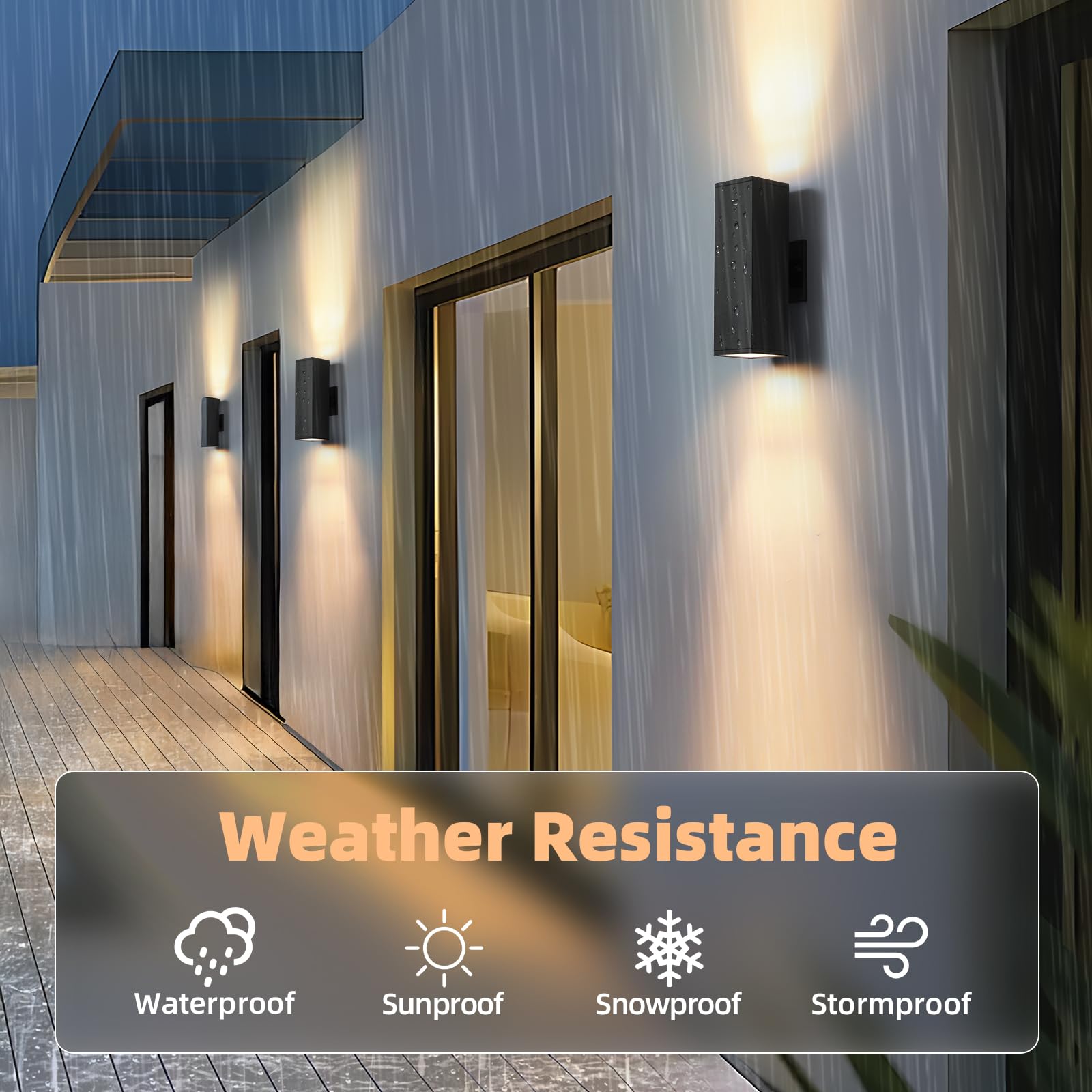 Tewei Led Outdoor Wall Sconce Lights Modern Exterior Lighting Fixtures With 7W Led Bulbs  Matte Black Square Up And Down Outdoor Lights For House Front Porch Garage  Warm White 3000K  6 Pack