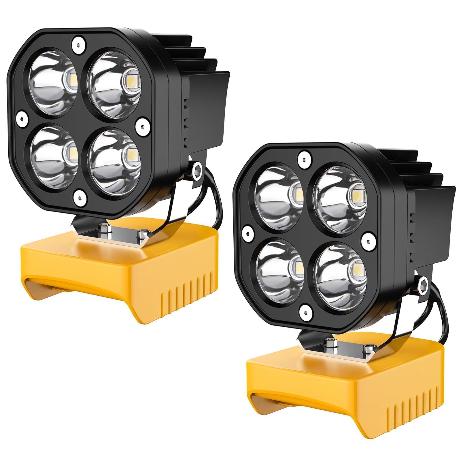 2 Packs LED Work Light Compatible with Dewalt 20V Battery, 40W 6000LM Flashlight, 20V Battery Cordless Work Light 120Adjustable 