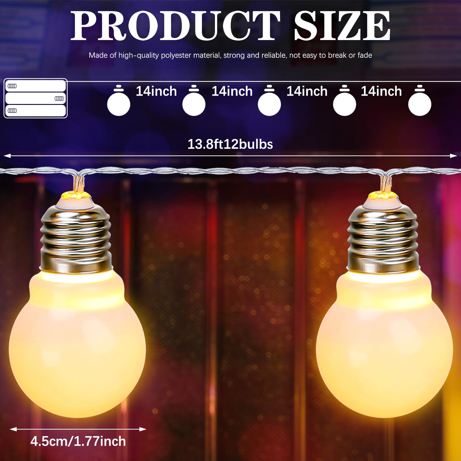 Retisee 4 Pcs Marquee Light String Bulbs13.8 Ft Long For Marquee Letters Numbers 3 4 Ft Tall Waterproof Led String Light For Ind