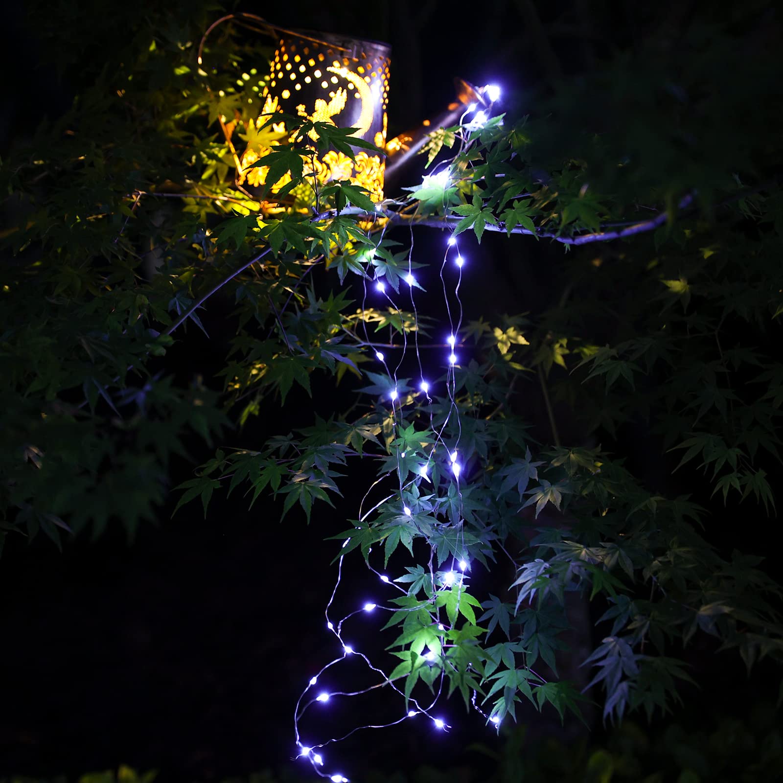 YJFWAL Solar Watering Can with Lights, Metal, Cool White, Butterfly-1pack, Unique Gifts for Mom and Grandma