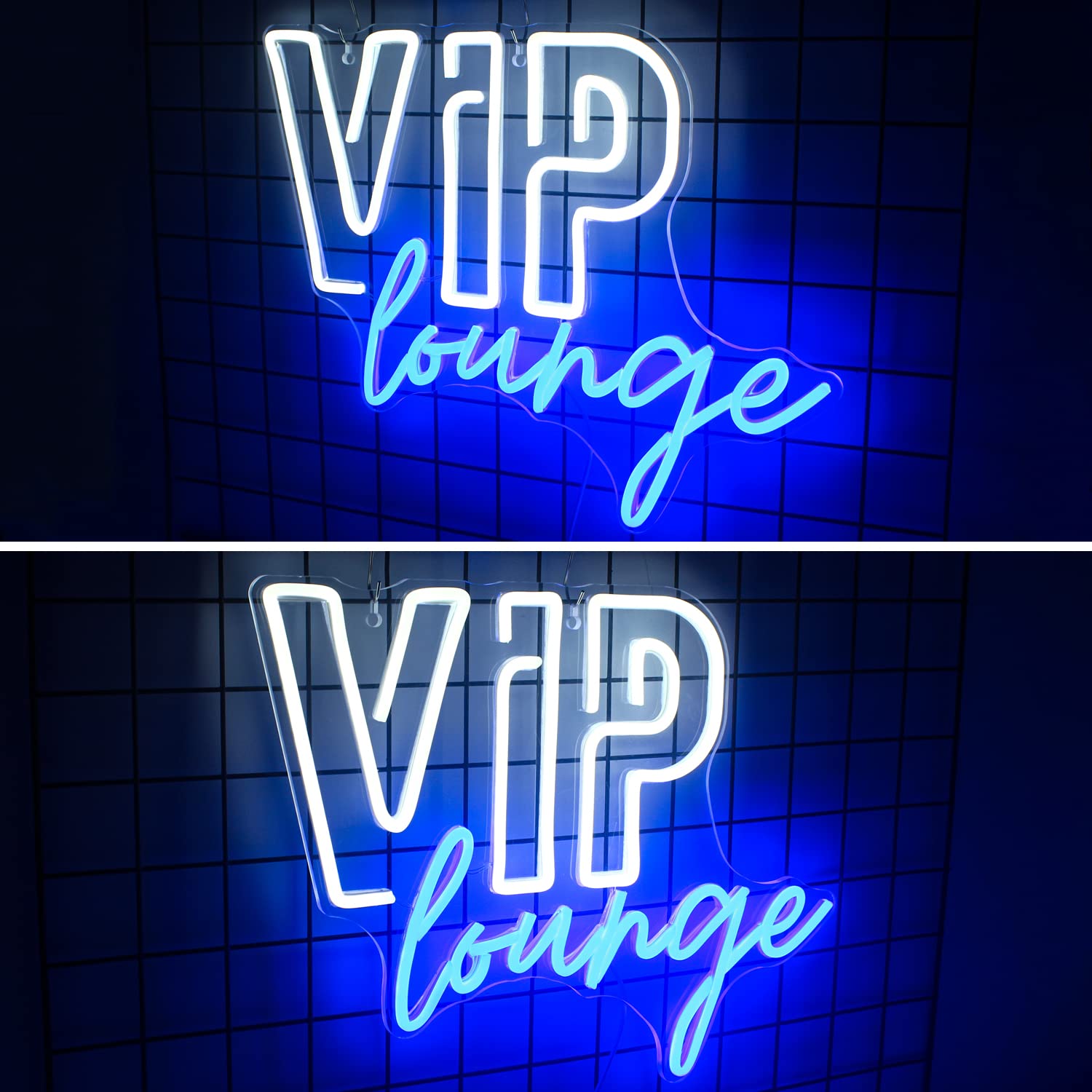 Horseneon VIP Lounge Neon Sign - LED Wall Decor for Bar, Hotel, Cafe, Home - USB Powered, Blue & White Acrylic