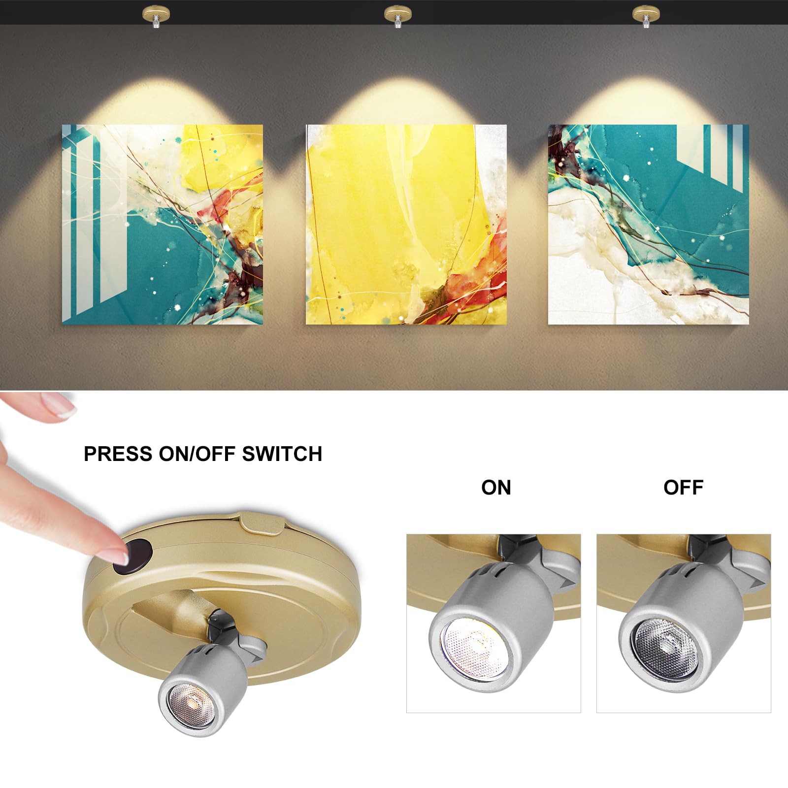 HEAGEERO Wireless Spot Lights, Remote Control Accent Lighting, Rotatable for Art, Wall, Rose Gold, Model HJOR020