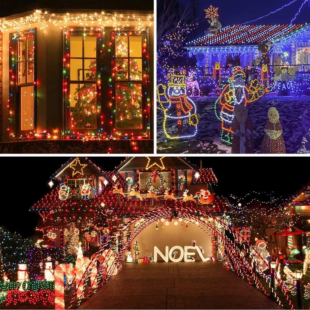 Amyhomie Christmas Lights Outdoor, 300Led Multicolor Christmas Lights With 8 Lighting Modes, End To End Connectable Fairy String