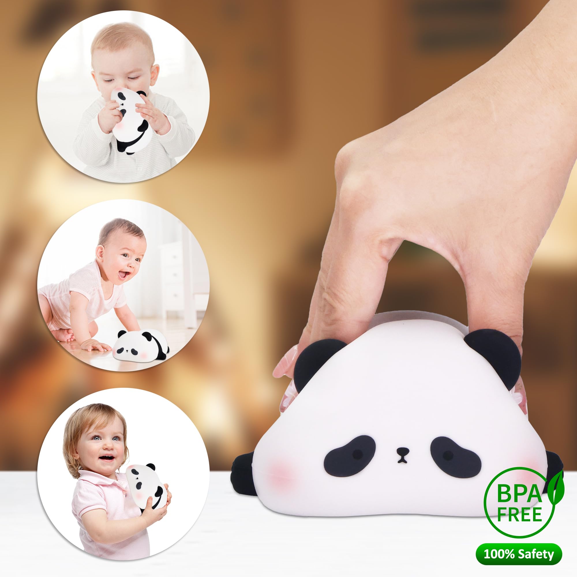 Attivolife Panda Night Light - Cute Silicone Touch Lamp, Rechargeable LED, Dim Timer, Model FS-2810-9999, Perfect for Bedroom Decor