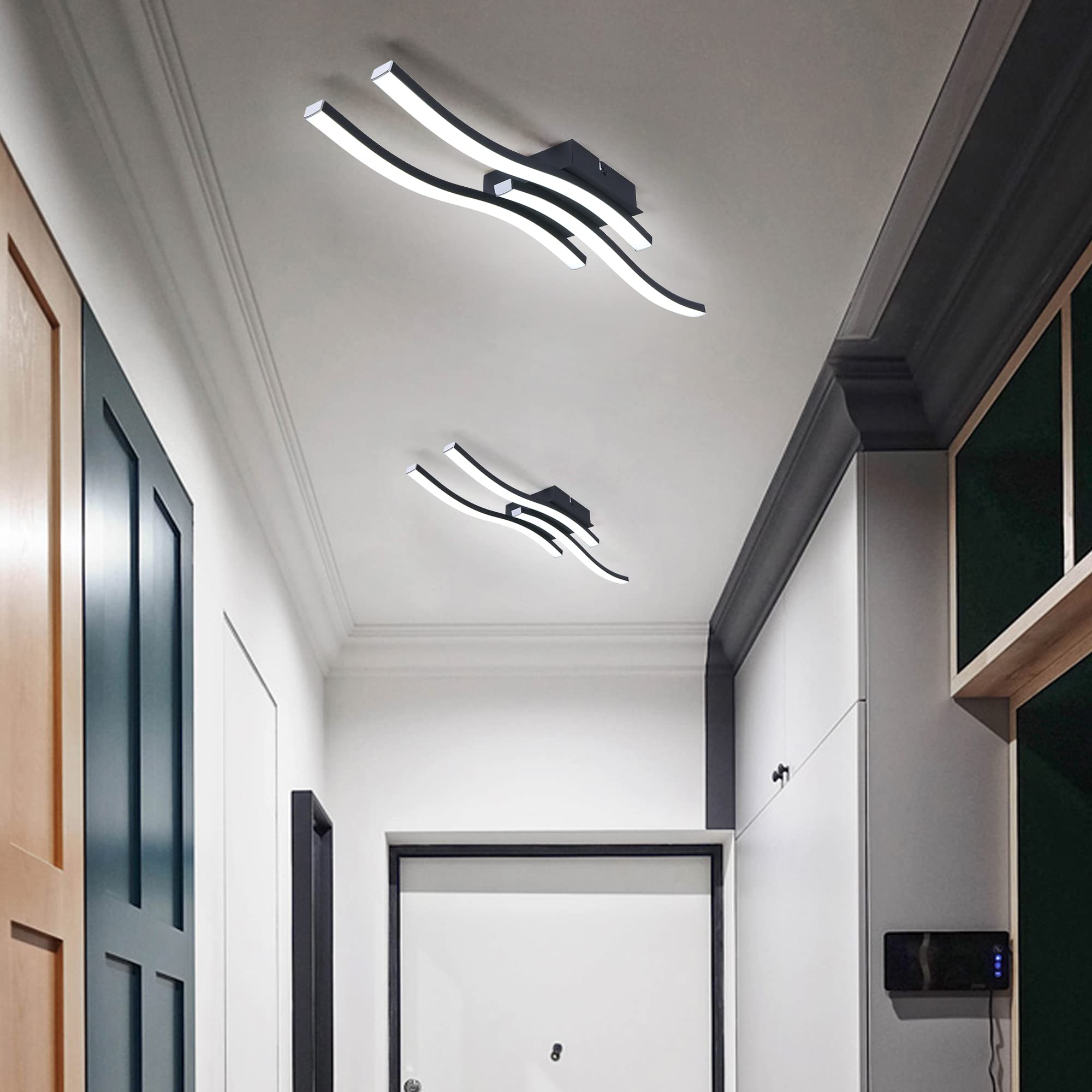 EDISLIVE Modern Dimmable LED Ceiling Light, 3-Light, 22.5in, Black, Metal, 6000K, Model EDIS32458C