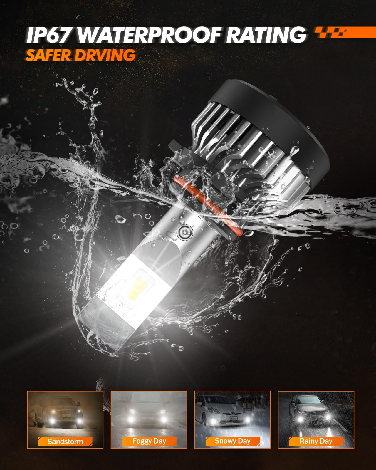 SEALIGHT 9006 Fog Light Bulbs or DRL, 600% Brightness 9006 HB4 Fog Lights Led for Car, 6500K Cool White Strong Penetration, 50,0