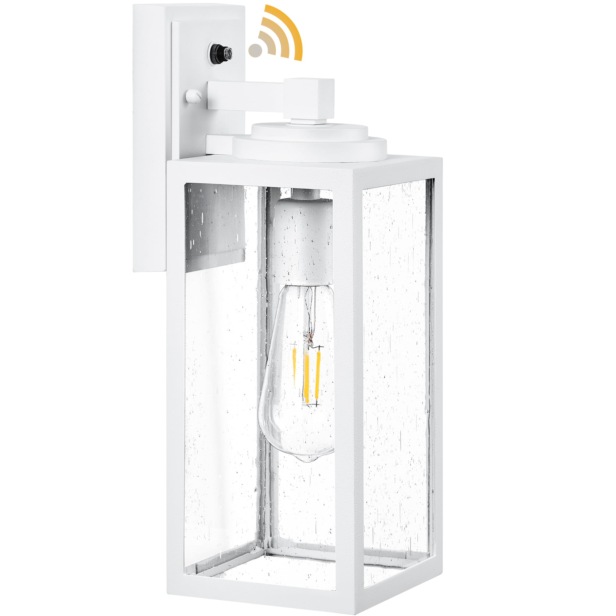 VIANIS 14.5'' Dusk to Dawn Outdoor Lighting, White Exterior Light Fixtures with Tempered Seeded Glass, Waterproof Outdoor Wall L