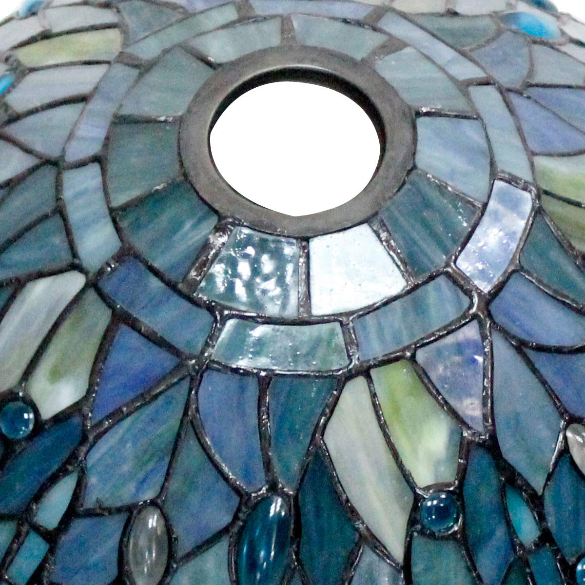 WERFACTORY Tiffany Lamp Shade Replacement, 12x6 Inch Sea Blue Stained Glass, Dragonfly Design, 1-5/8 Inch Fitter Opening, Model S147