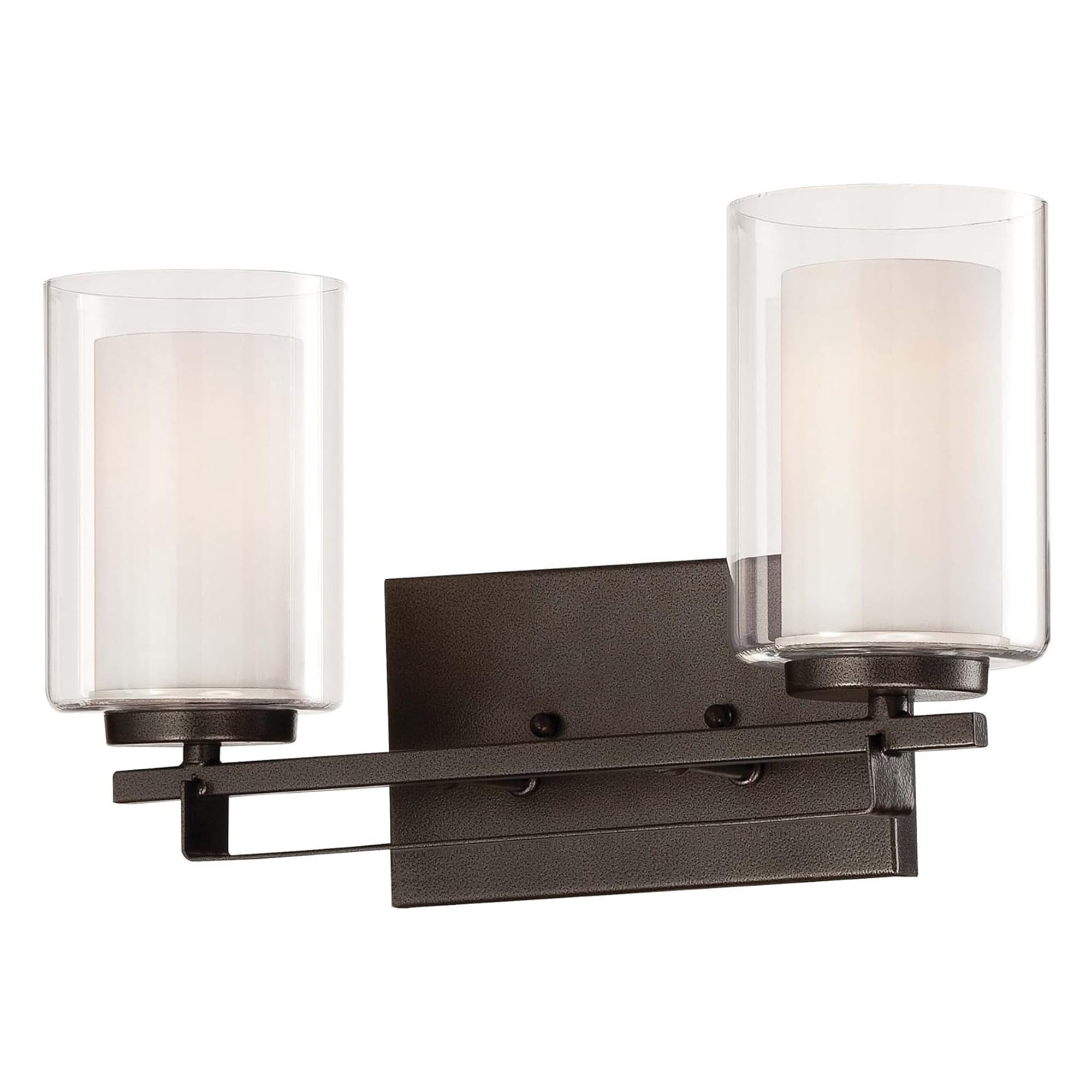 Minka Lavery 6102-172 Parsons Studio Vanity Bath Light, 2-Light, 200 Total Watts, 15-in H x 8.75-in W, Smoked Iron